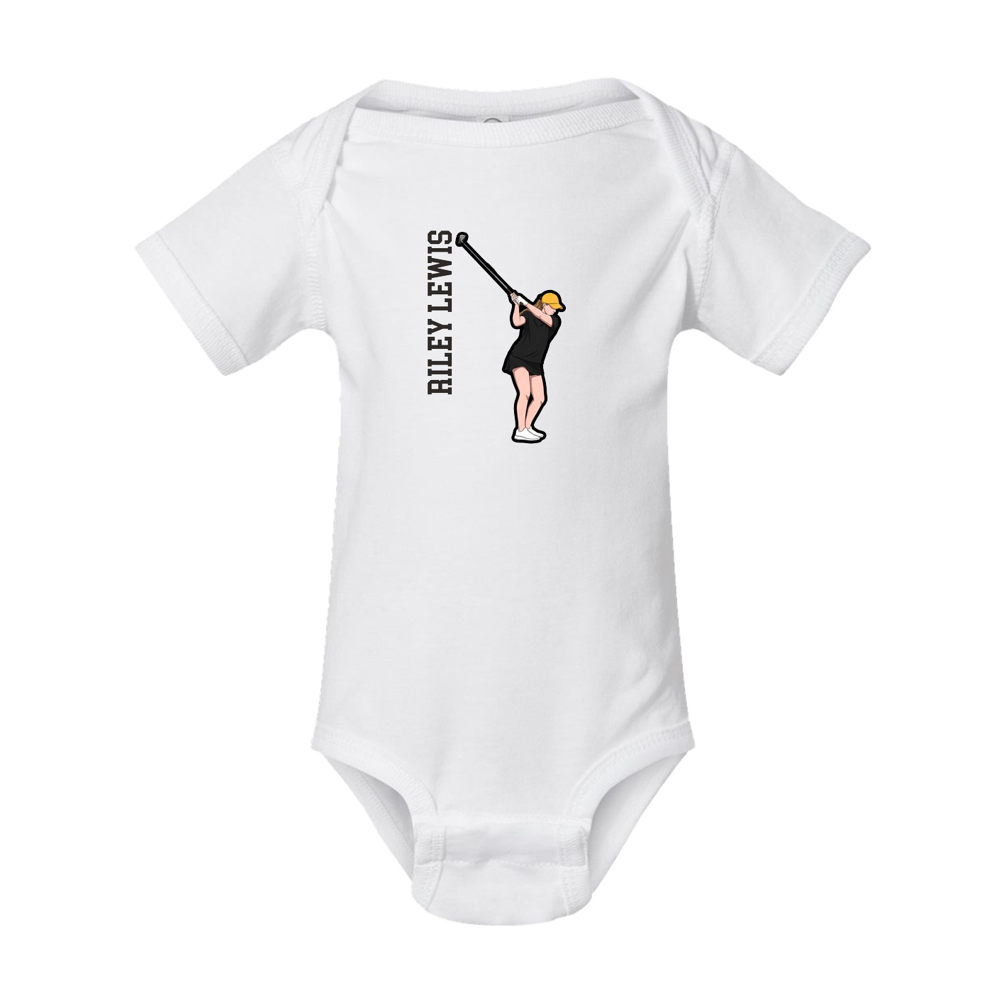 Baby Onesie — Name Vertical in White