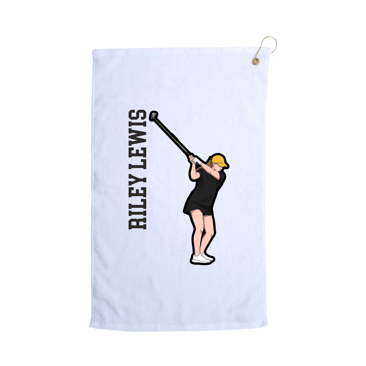 Golf Towel — Name Vertical in White
