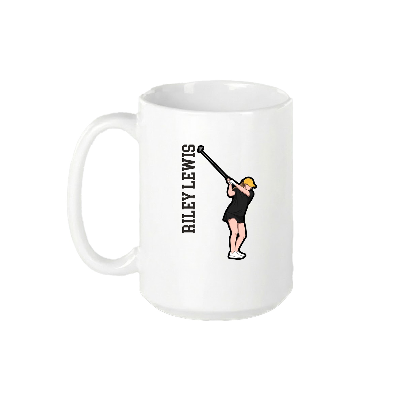 15oz Coffee Mug — Name Vertical in White