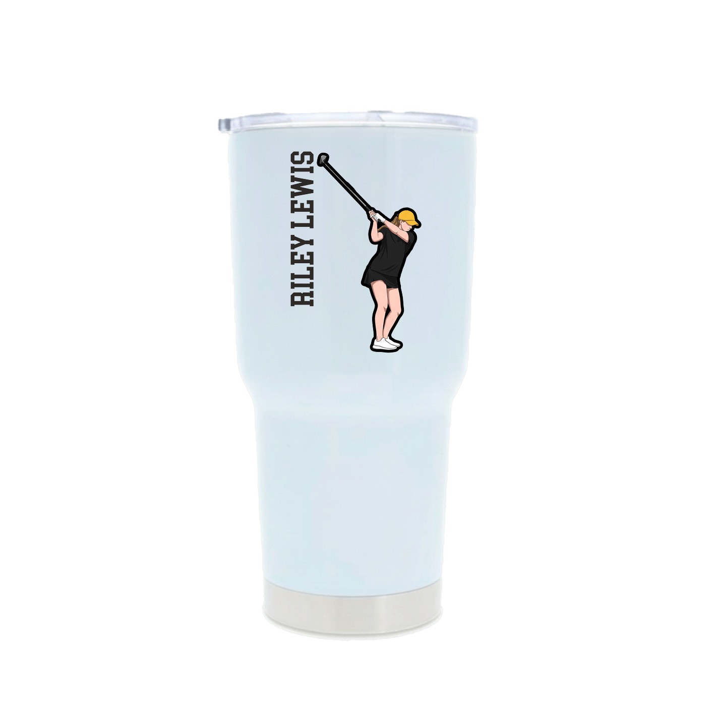 30oz Stainless Steel Tumbler — Name Vertical in White