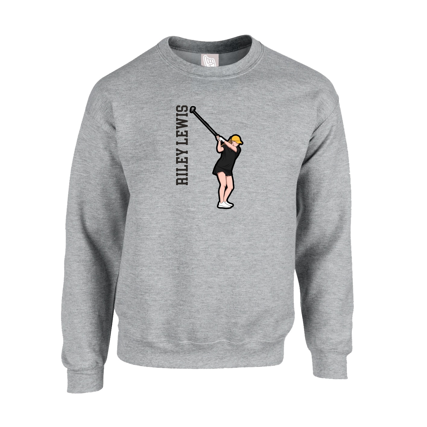 Fleece Crew — Name Vertical in Grey