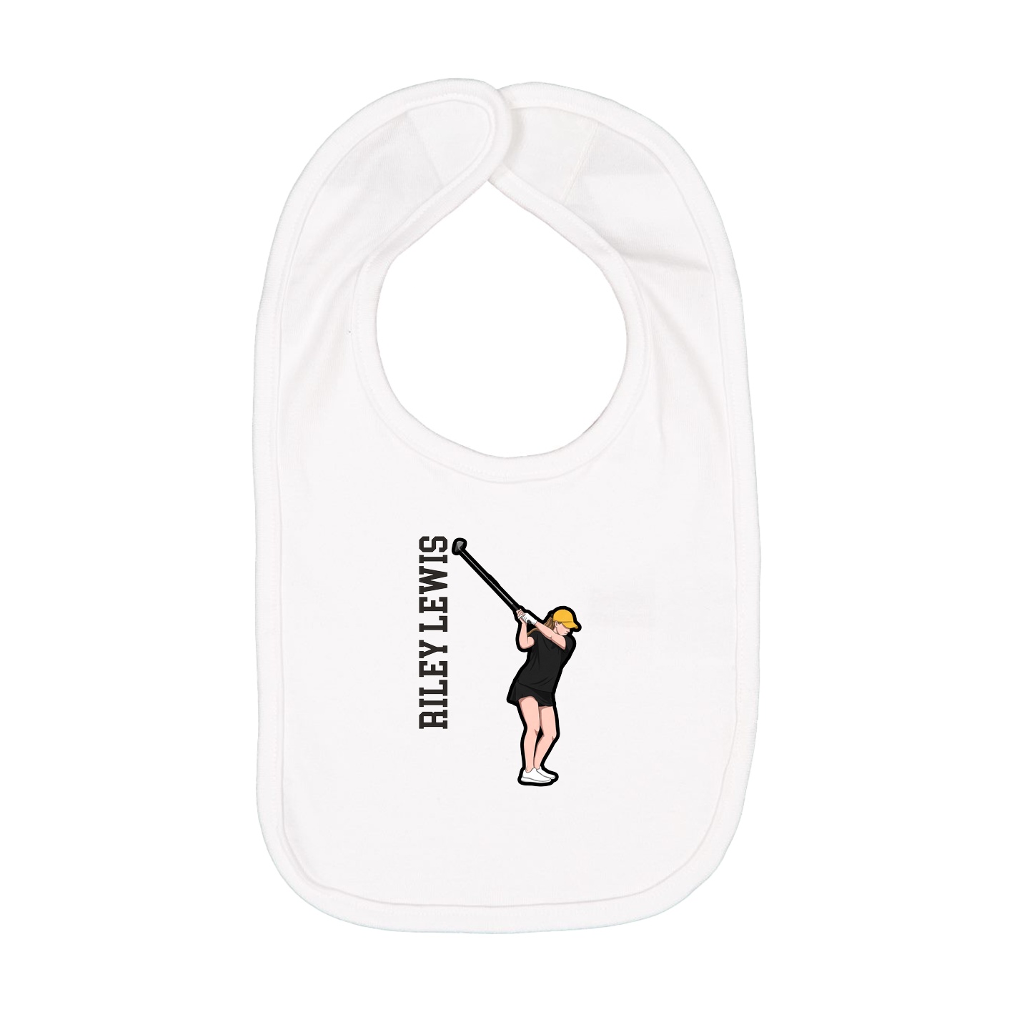 Infant Bib — Name Vertical in White