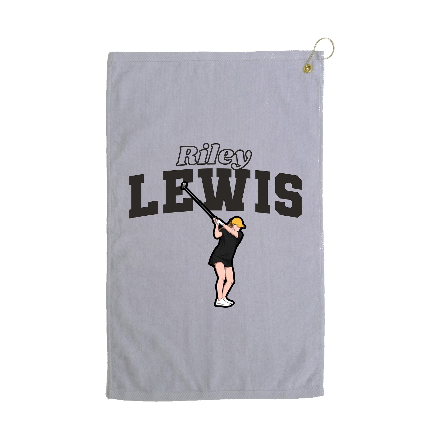 Golf Towel — Name Arch in Grey
