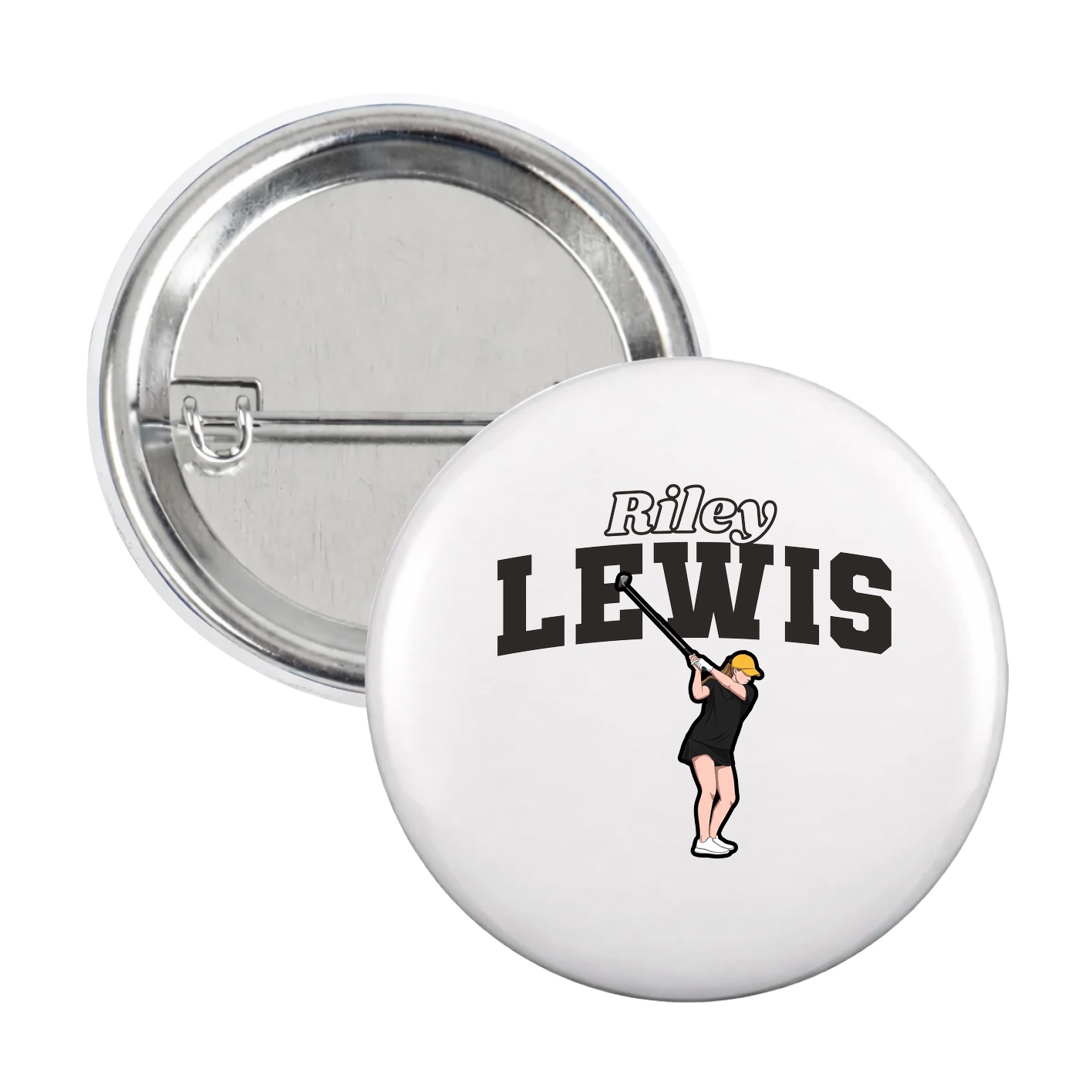 Game Day Button — Name Arch in White