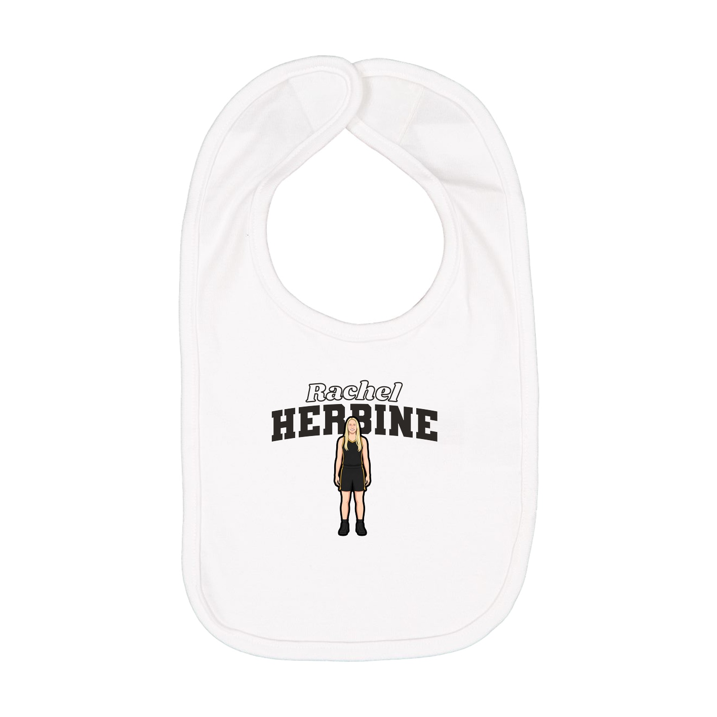 Infant Bib — Name Arch in White