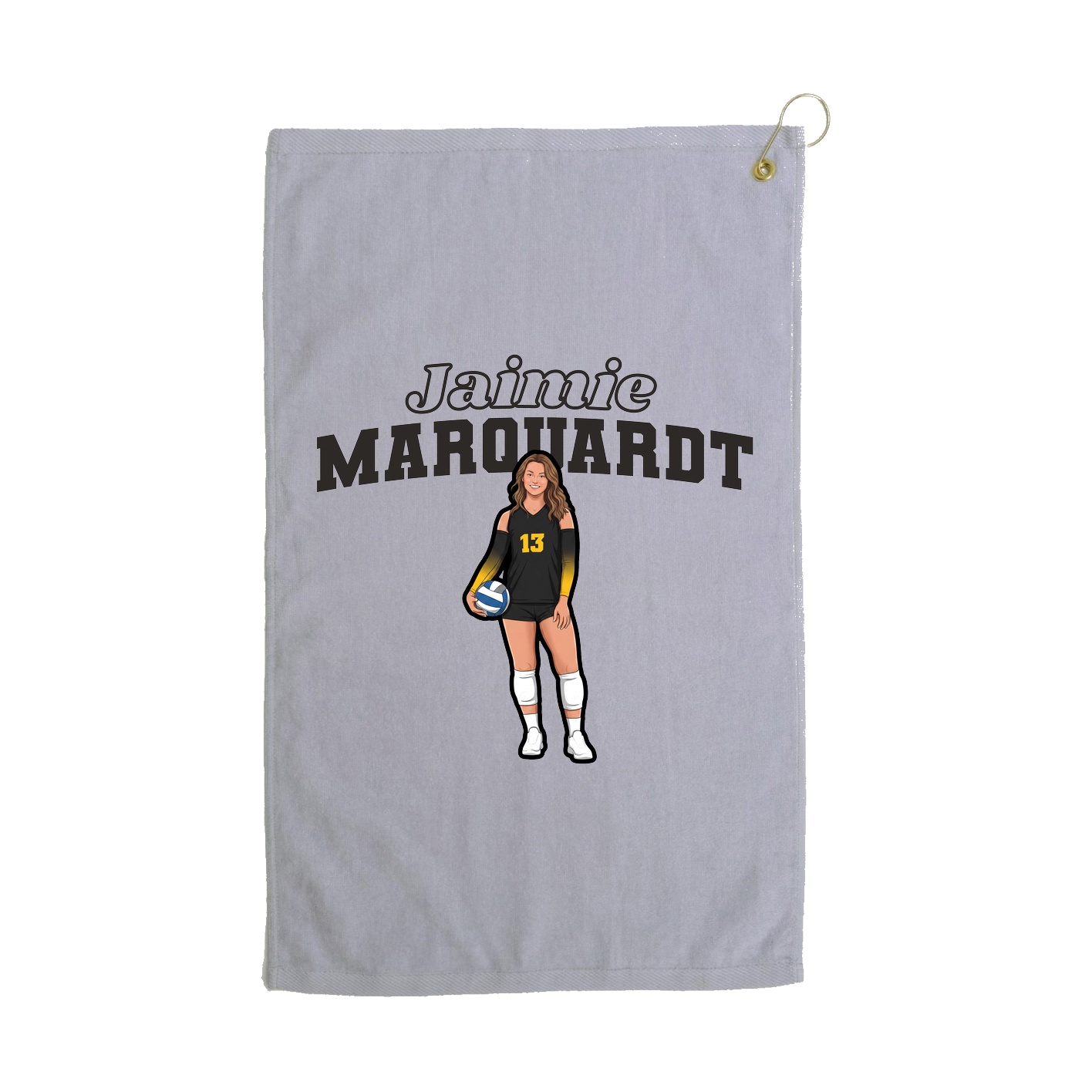 Golf Towel — Name Arch in Grey