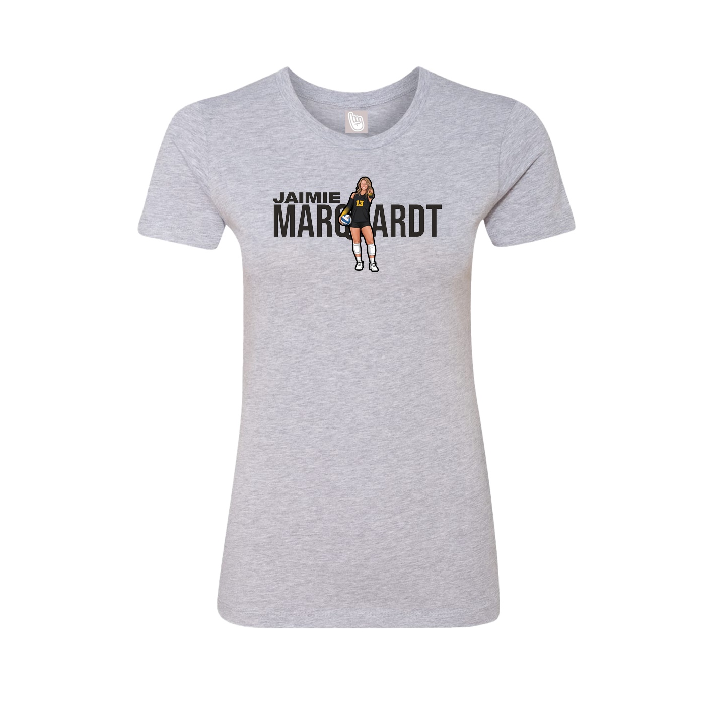 Fitted Women's Tee — Player Name in Grey