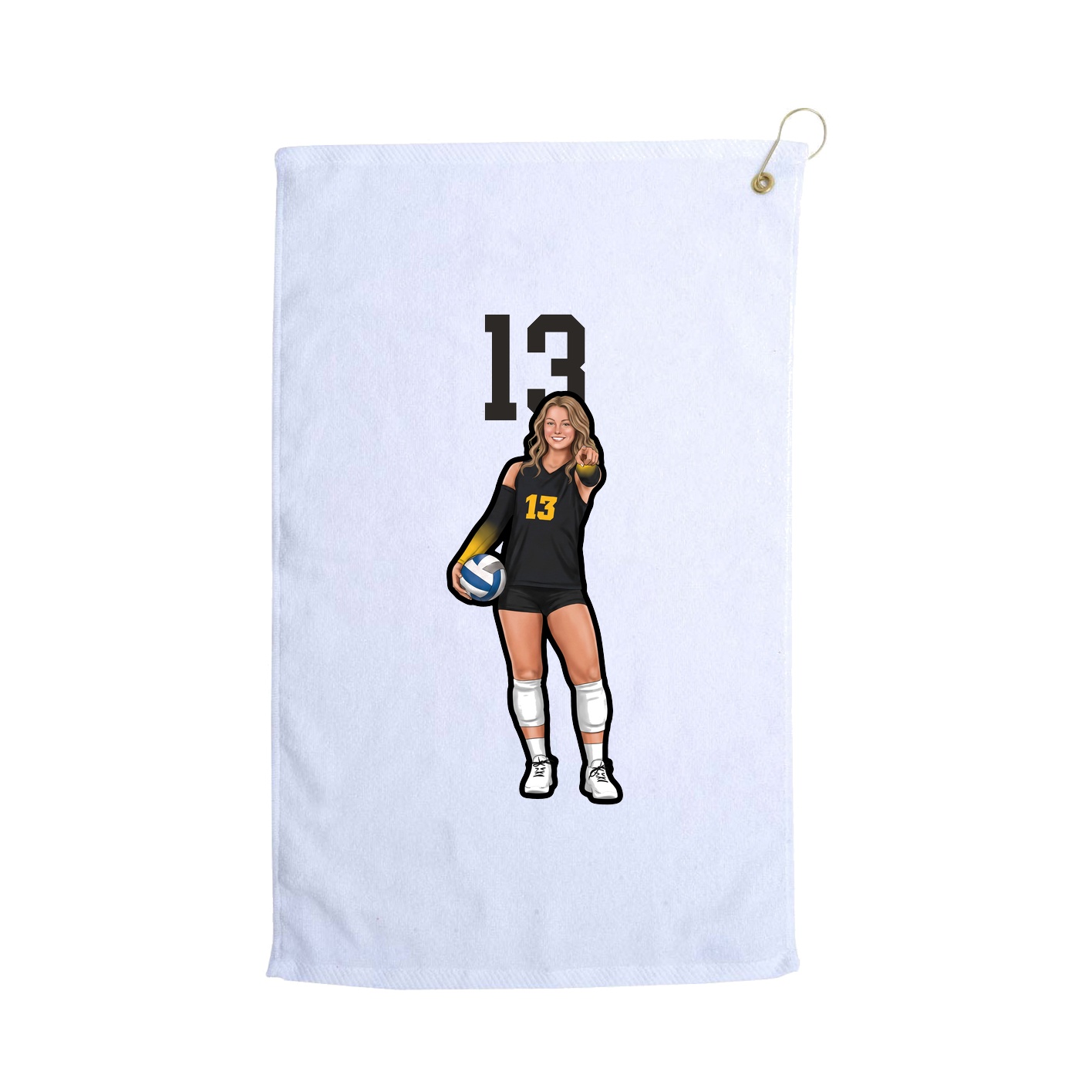 Golf Towel — Number Top in White