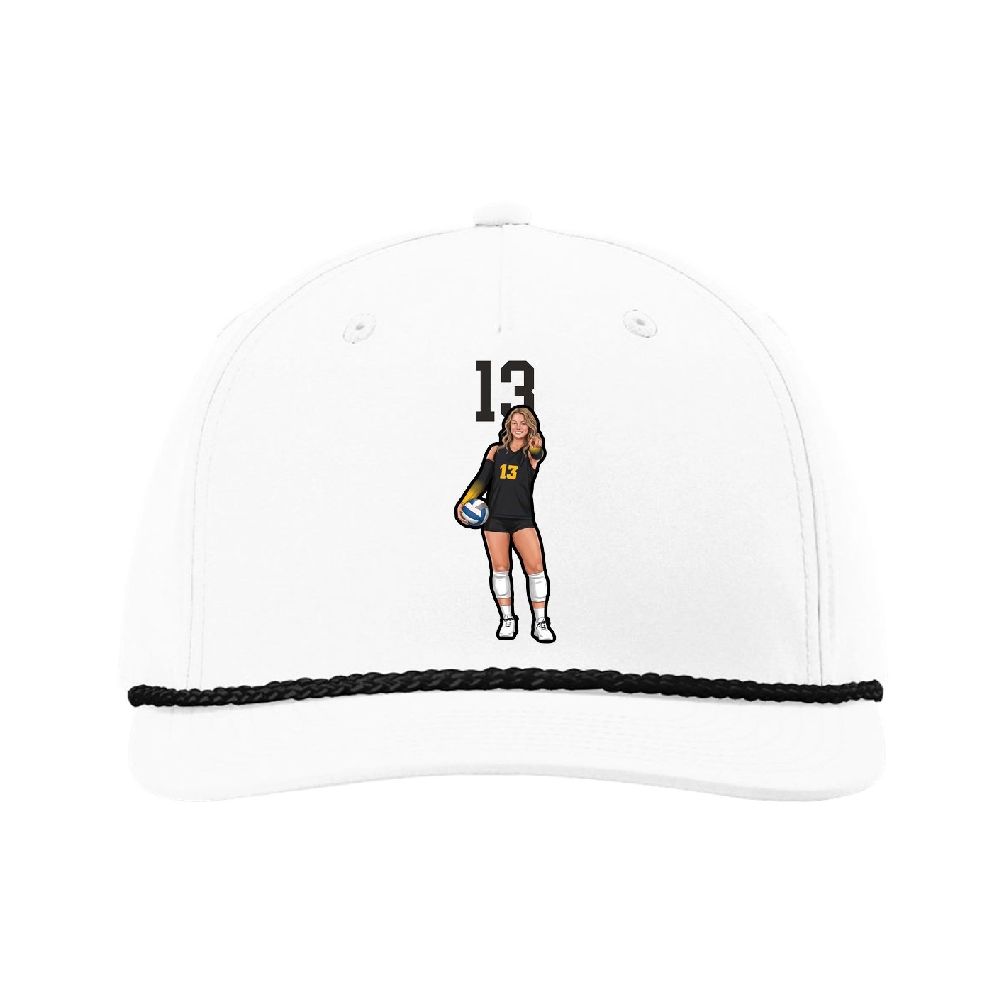 Five-Panel Classic Rope Cap — Number Top in White