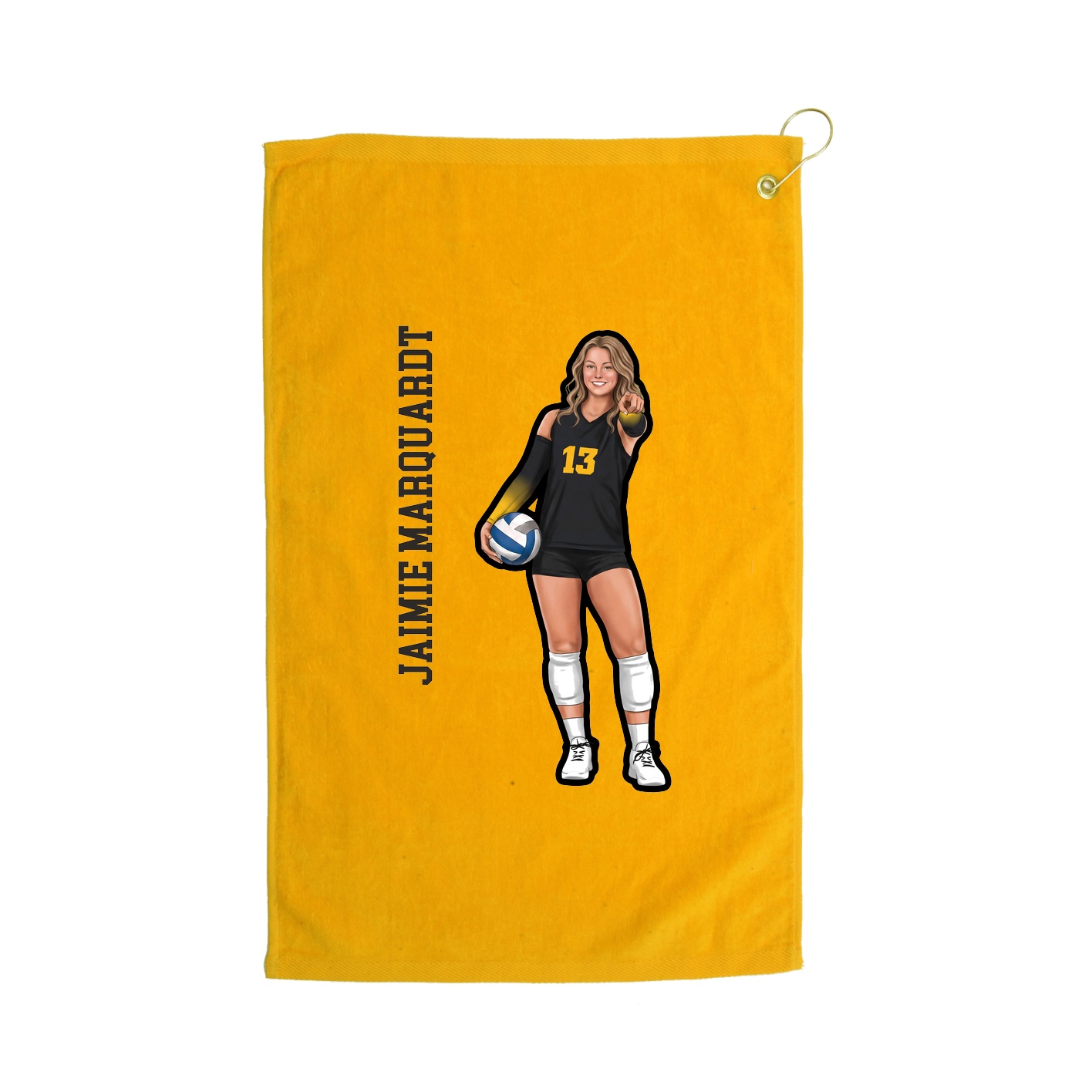 Golf Towel — Name Vertical in Gold