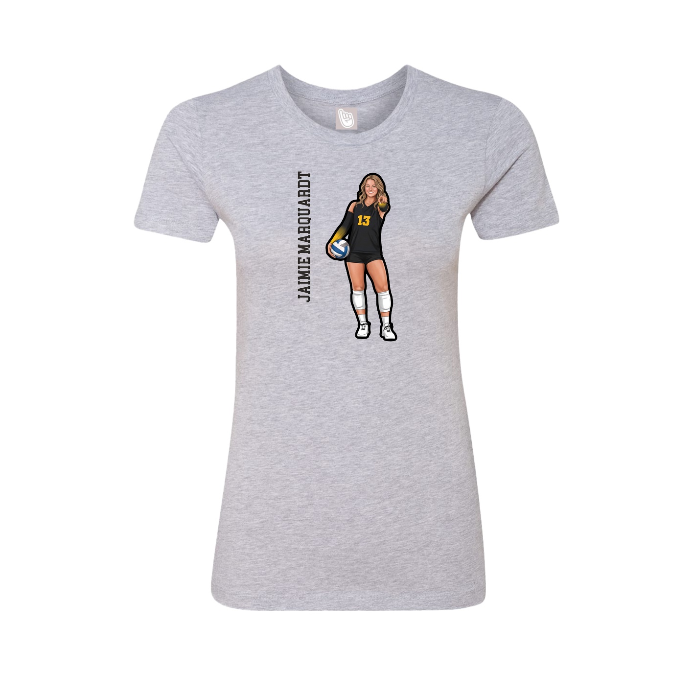 Fitted Women's Tee — Name Vertical in Grey