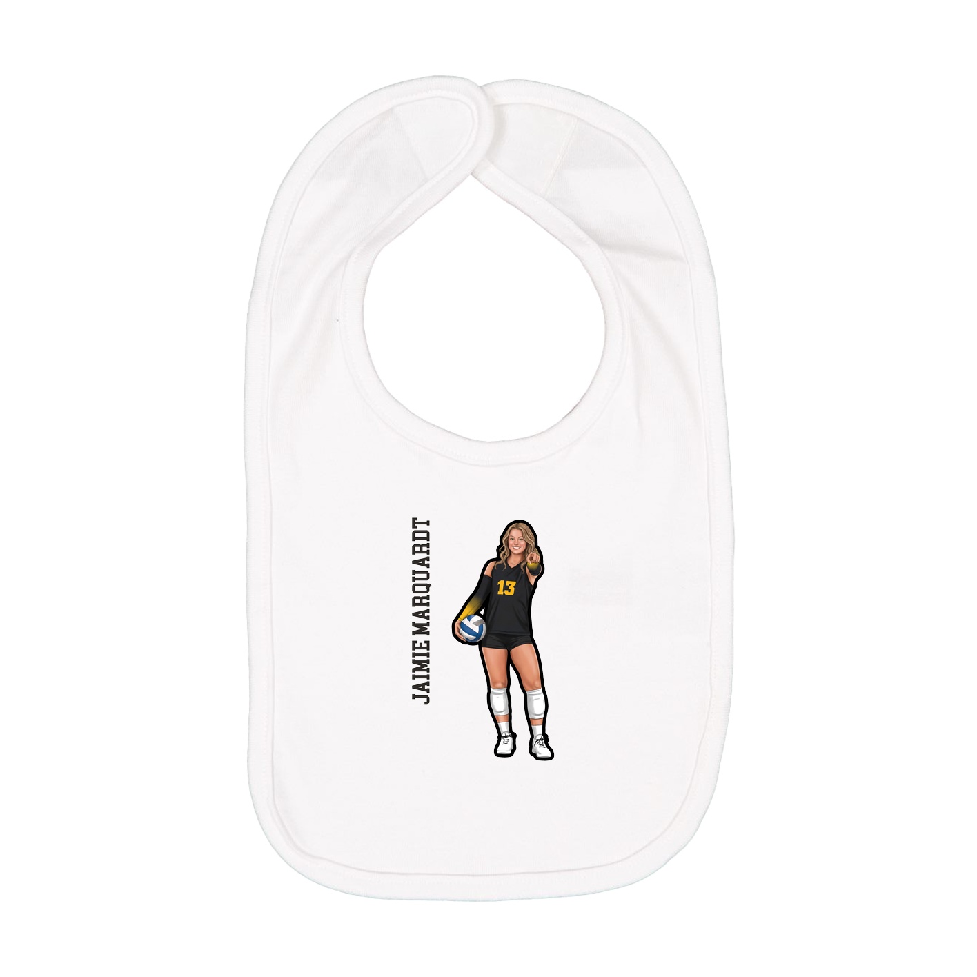 Infant Bib — Name Vertical in White