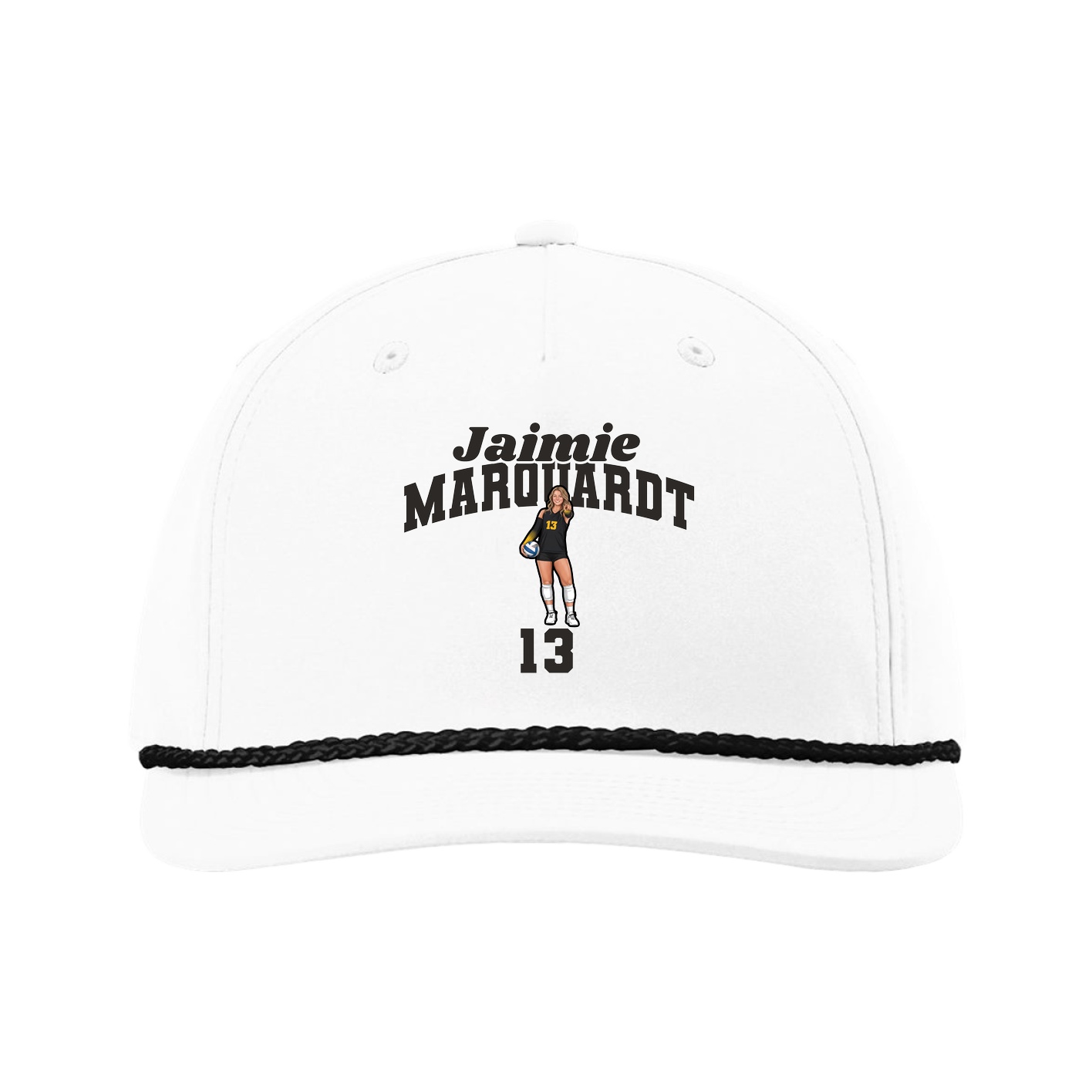 Five-Panel Classic Rope Cap — Signature Arch in White
