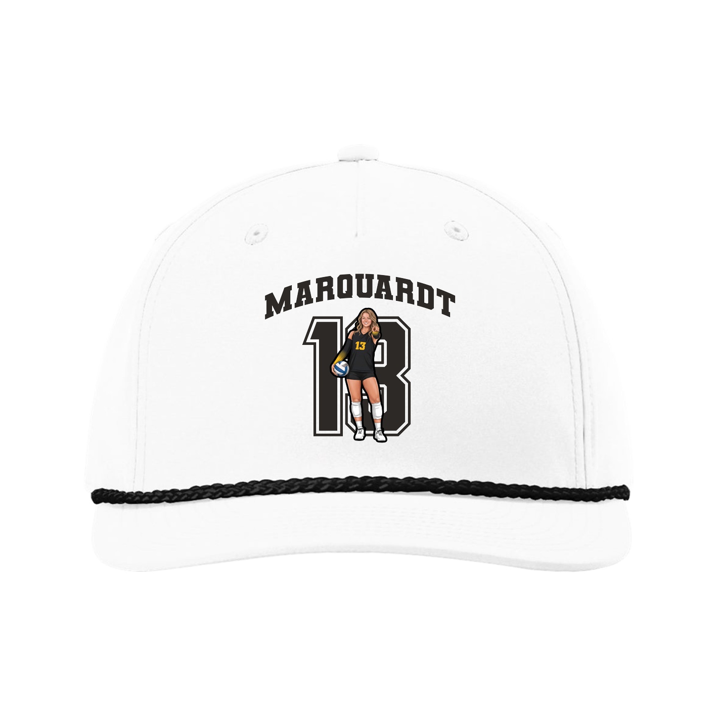 Five-Panel Classic Rope Cap — Number in White