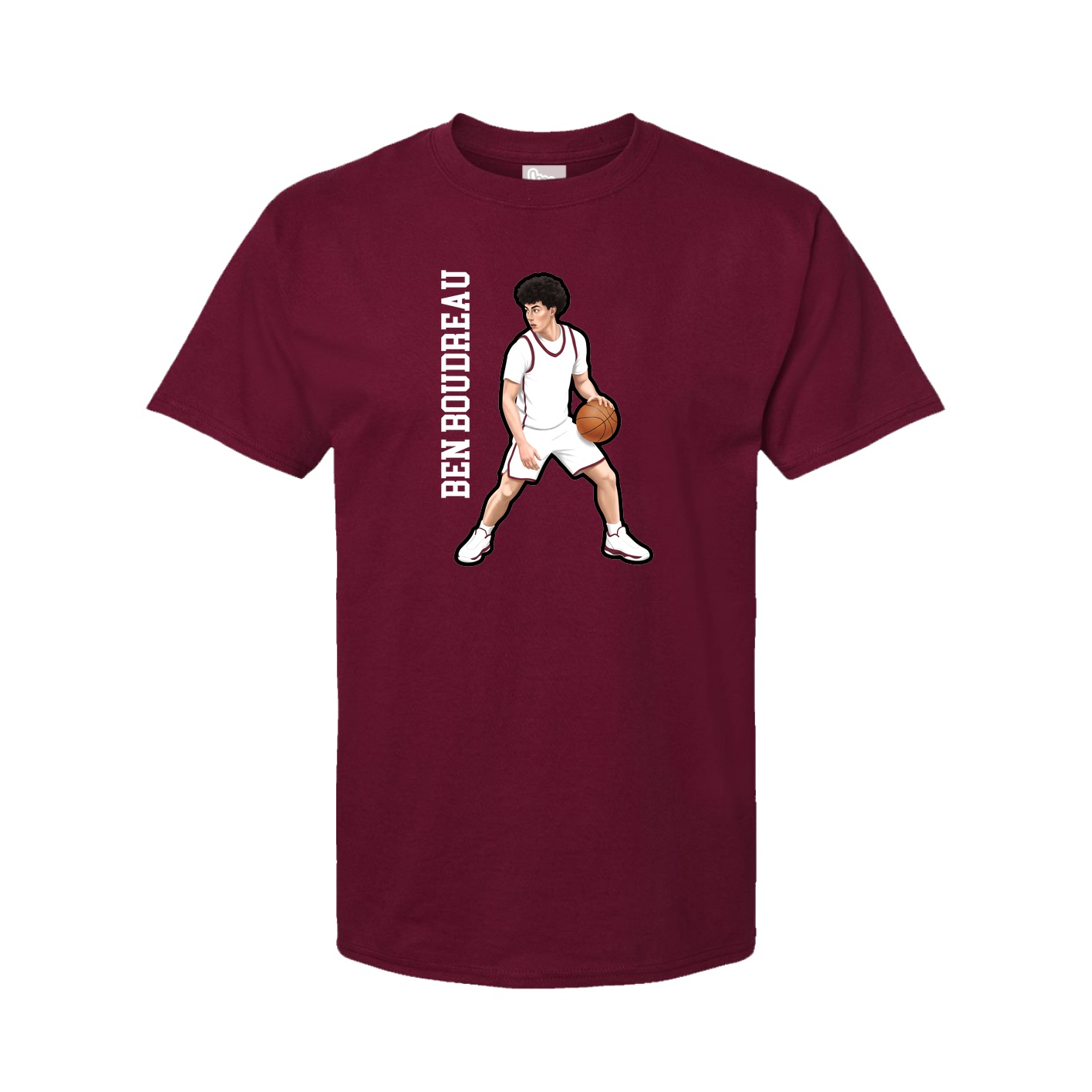 Youth Tee — Name Vertical in Cardinal