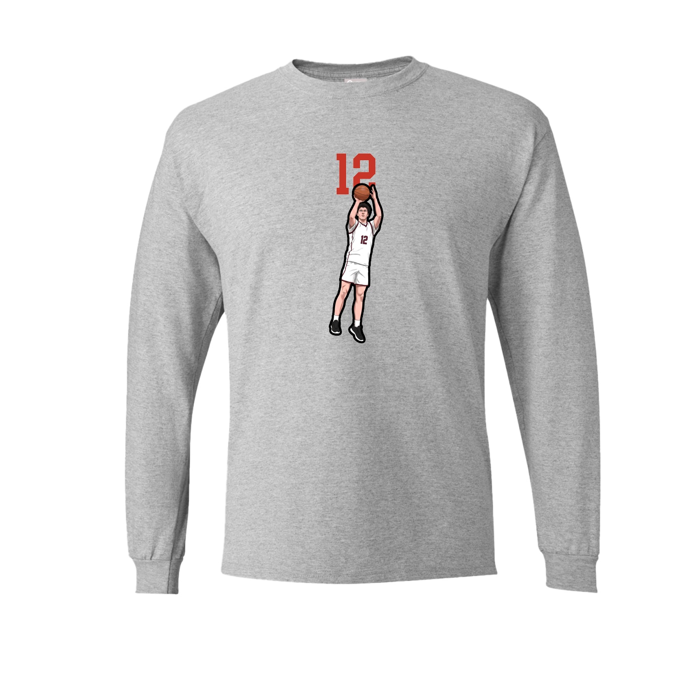 Long Sleeve Tee — Number Top in Grey