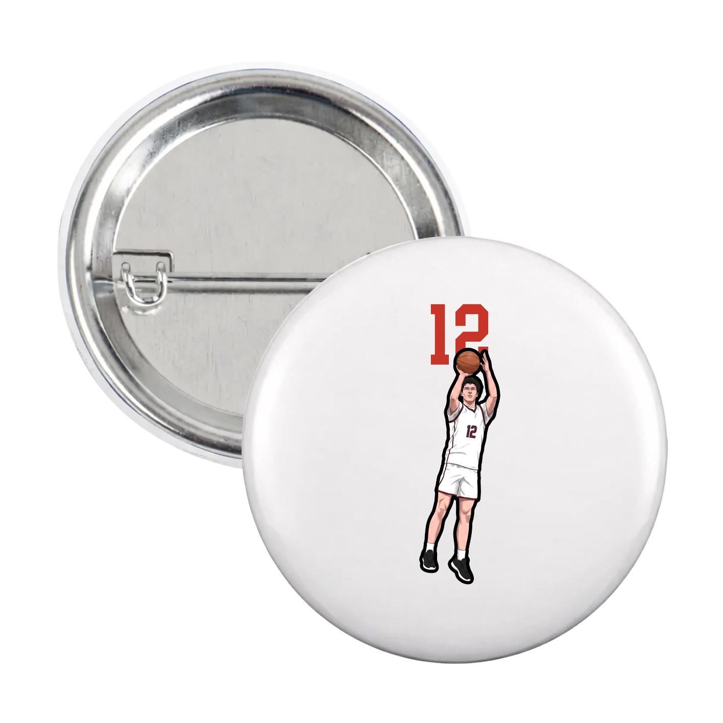 Game Day Button — Number Top in White