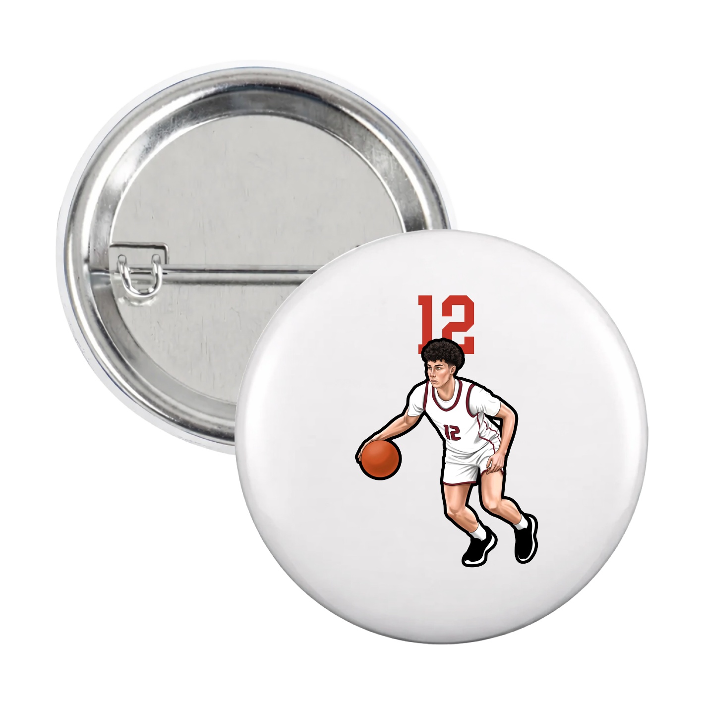 Game Day Button — Number Top in White