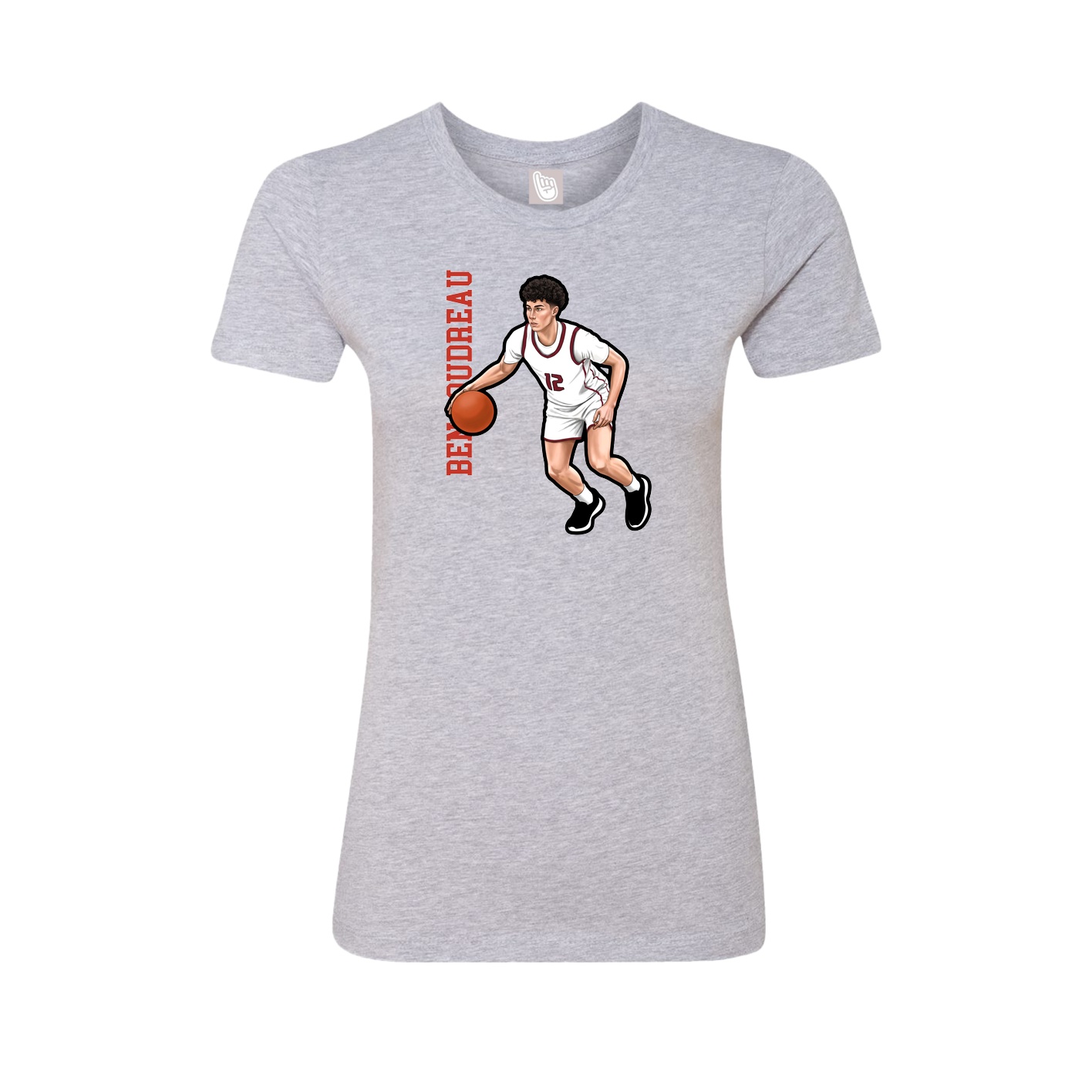 Womens Tee — Name Vertical in Grey