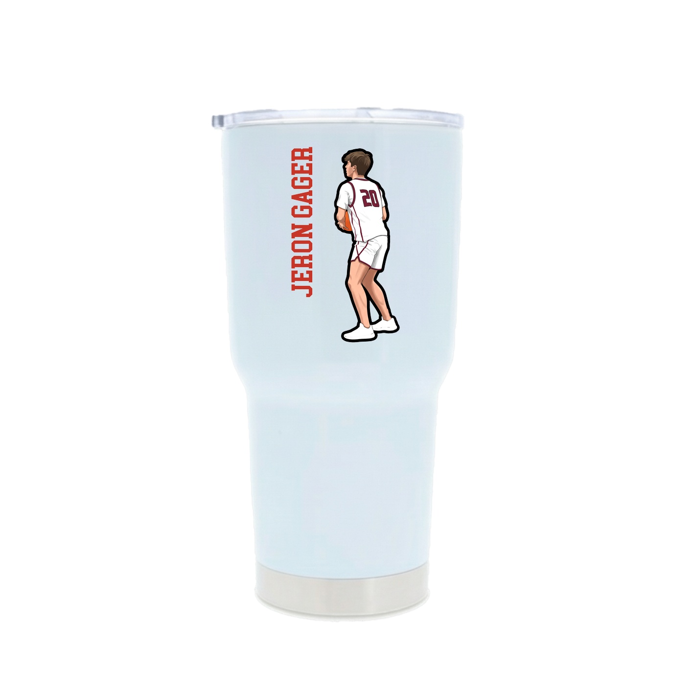 30oz Stainless Steel Tumbler — Name Vertical in White