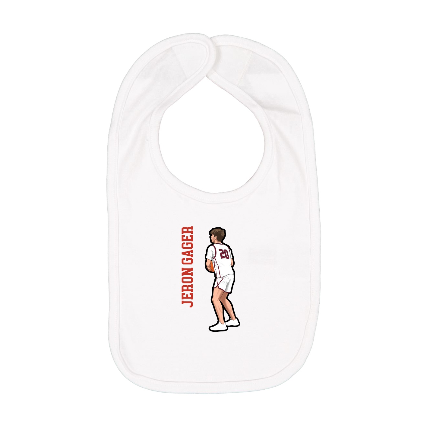 Infant Bib — Name Vertical in White