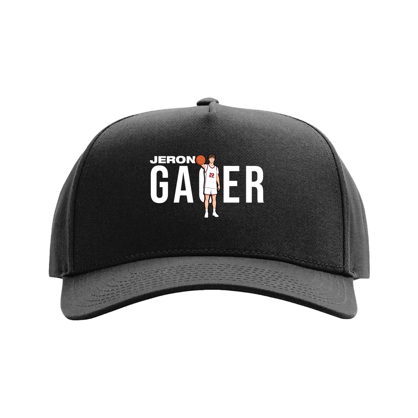 Full Fabric Five-Panel Champ Cap — Player Name in Black