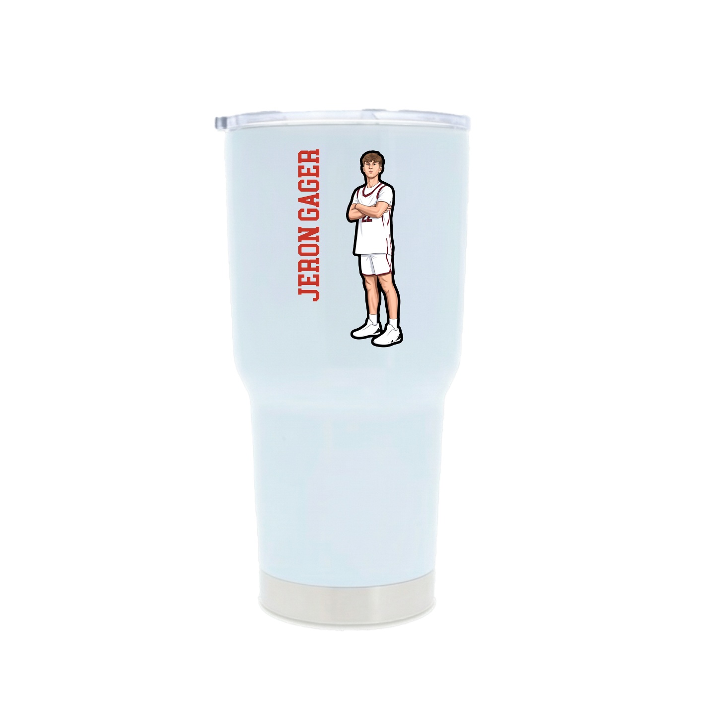 30oz Stainless Steel Tumbler — Name Vertical in White