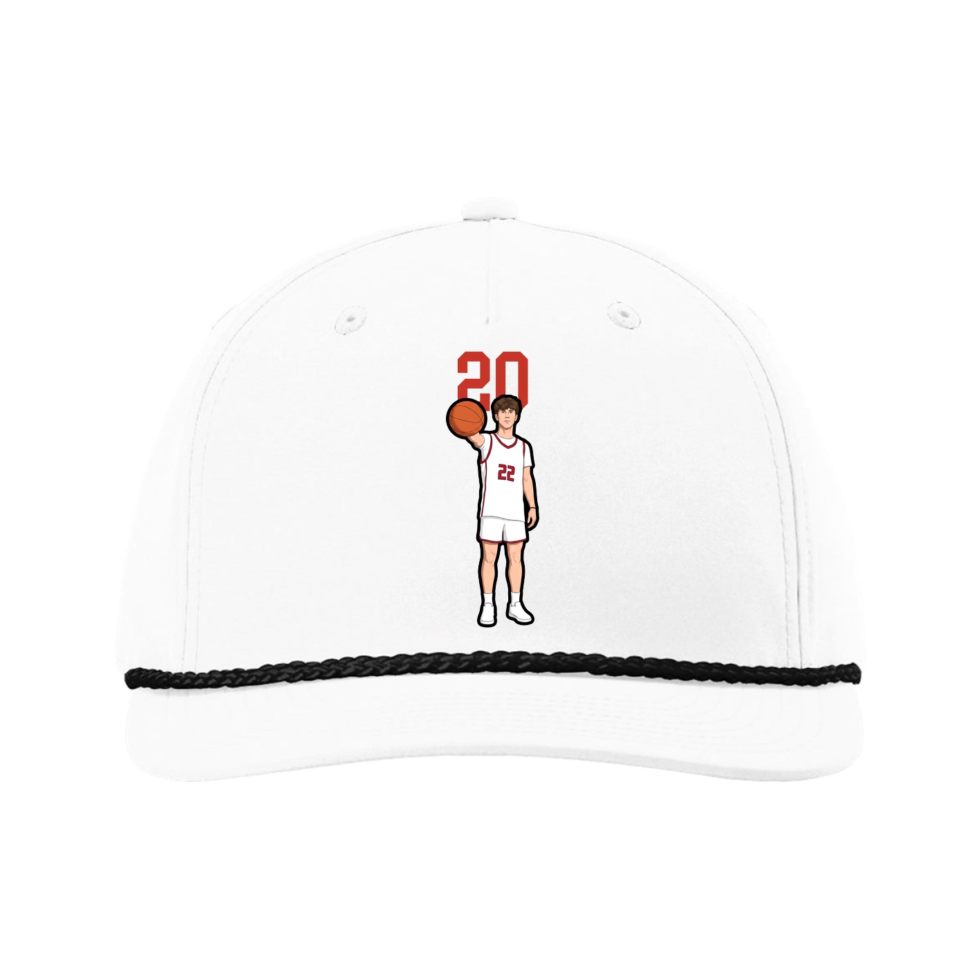 Five-Panel Classic Rope Cap — Number Top in White