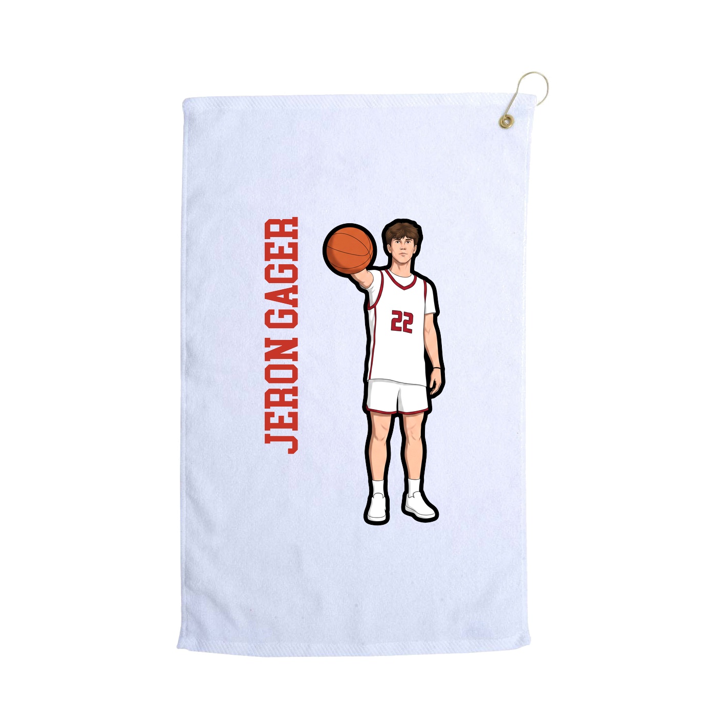 Golf Towel — Name Vertical in White