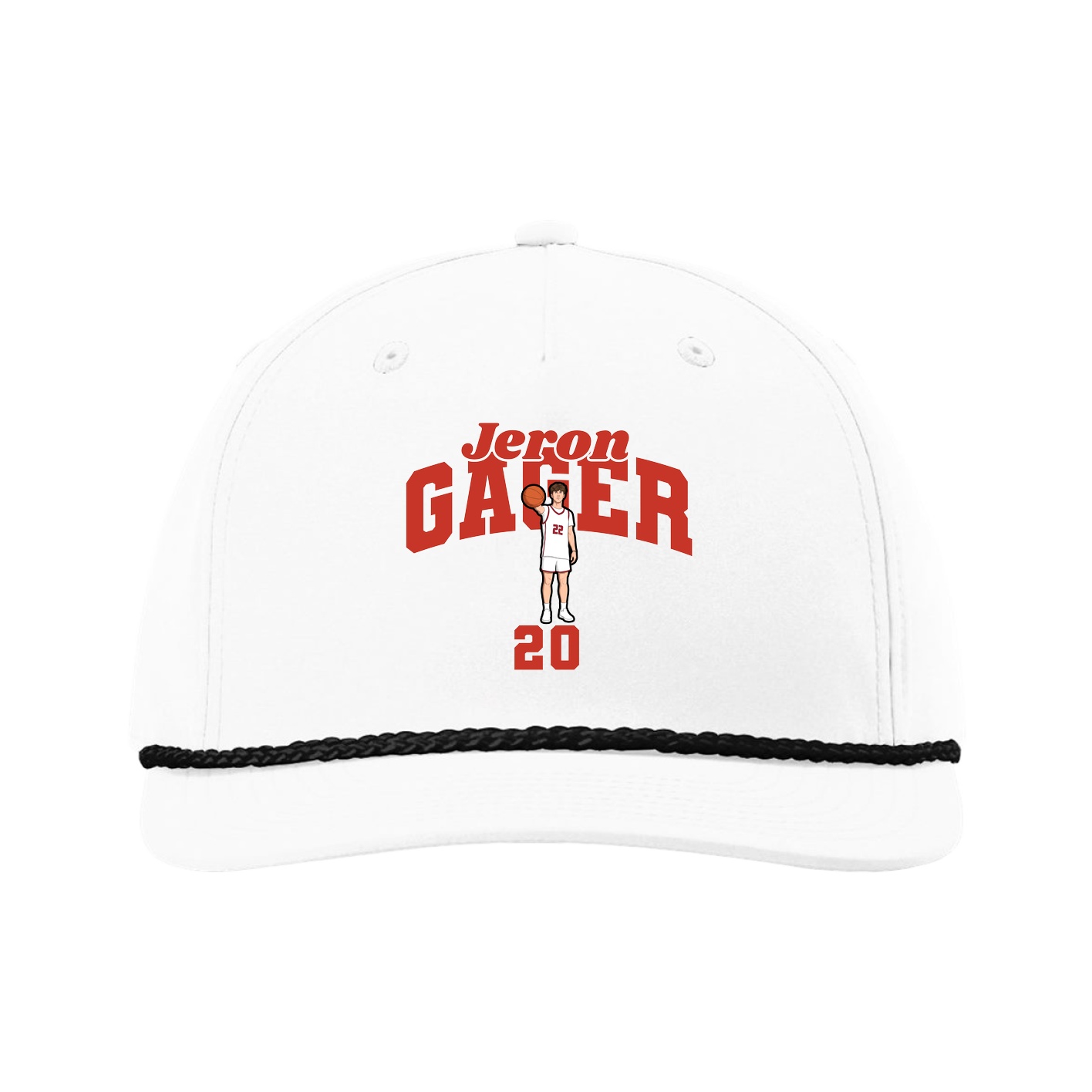 Five-Panel Classic Rope Cap — Signature Arch in White