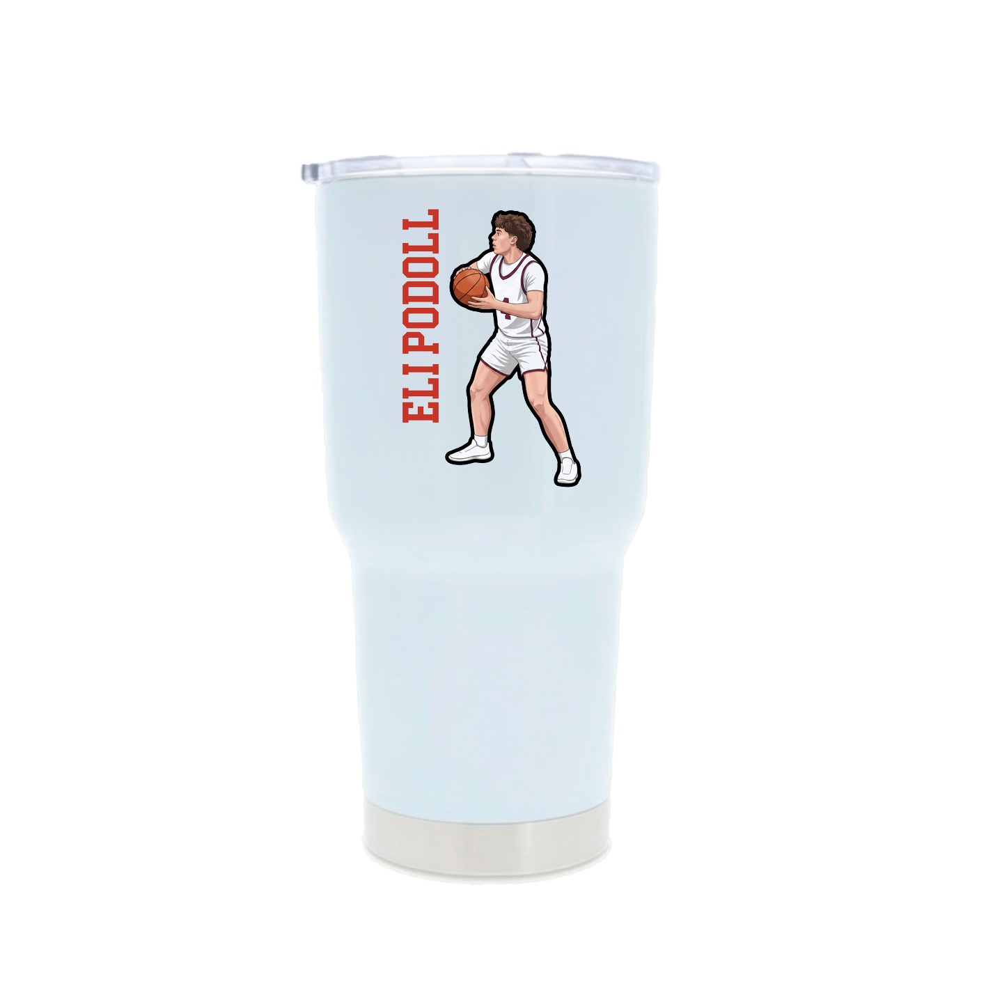 30oz Stainless Steel Tumbler — Name Vertical in White