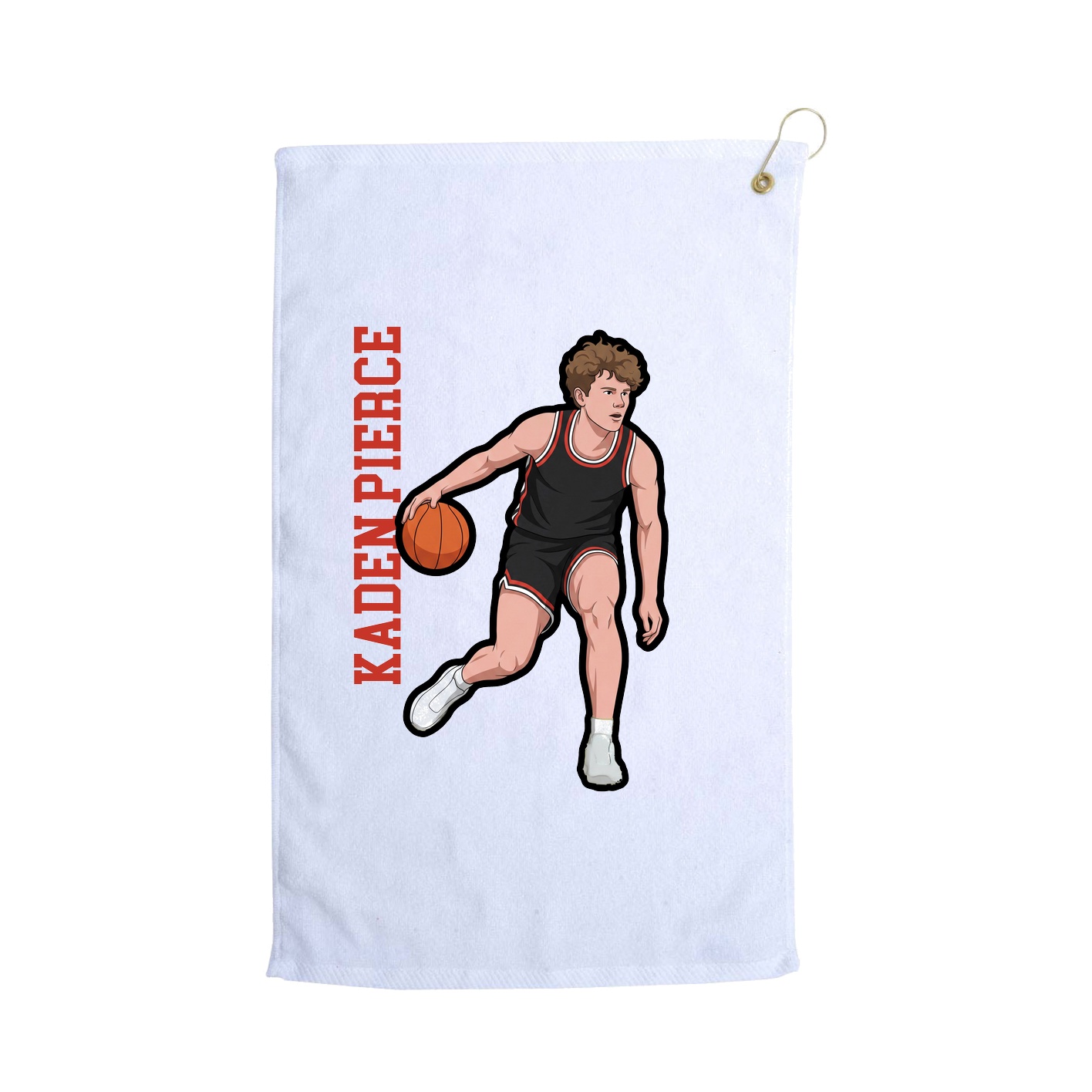 Golf Towel — Name Vertical in White