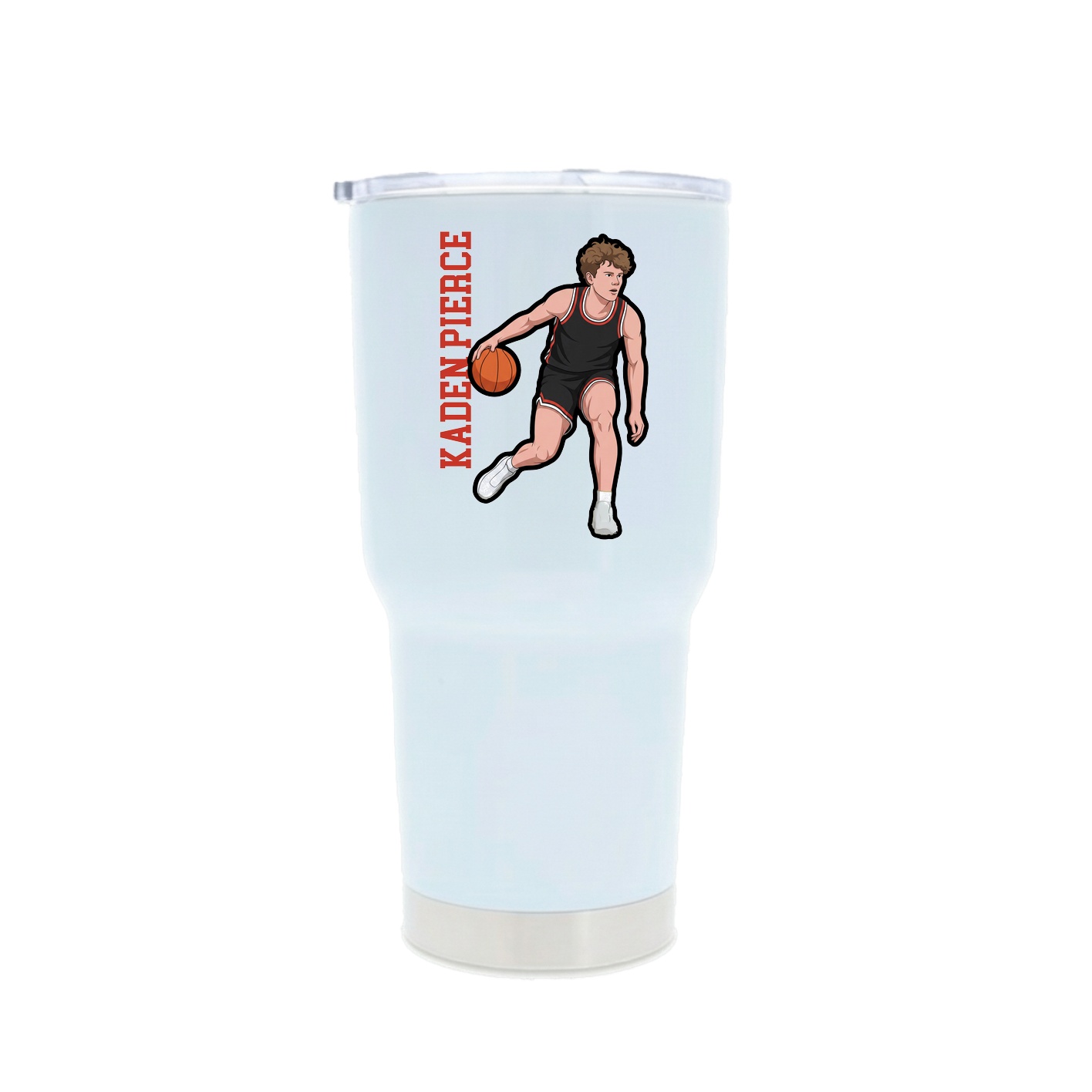 30oz Stainless Steel Tumbler — Name Vertical in White