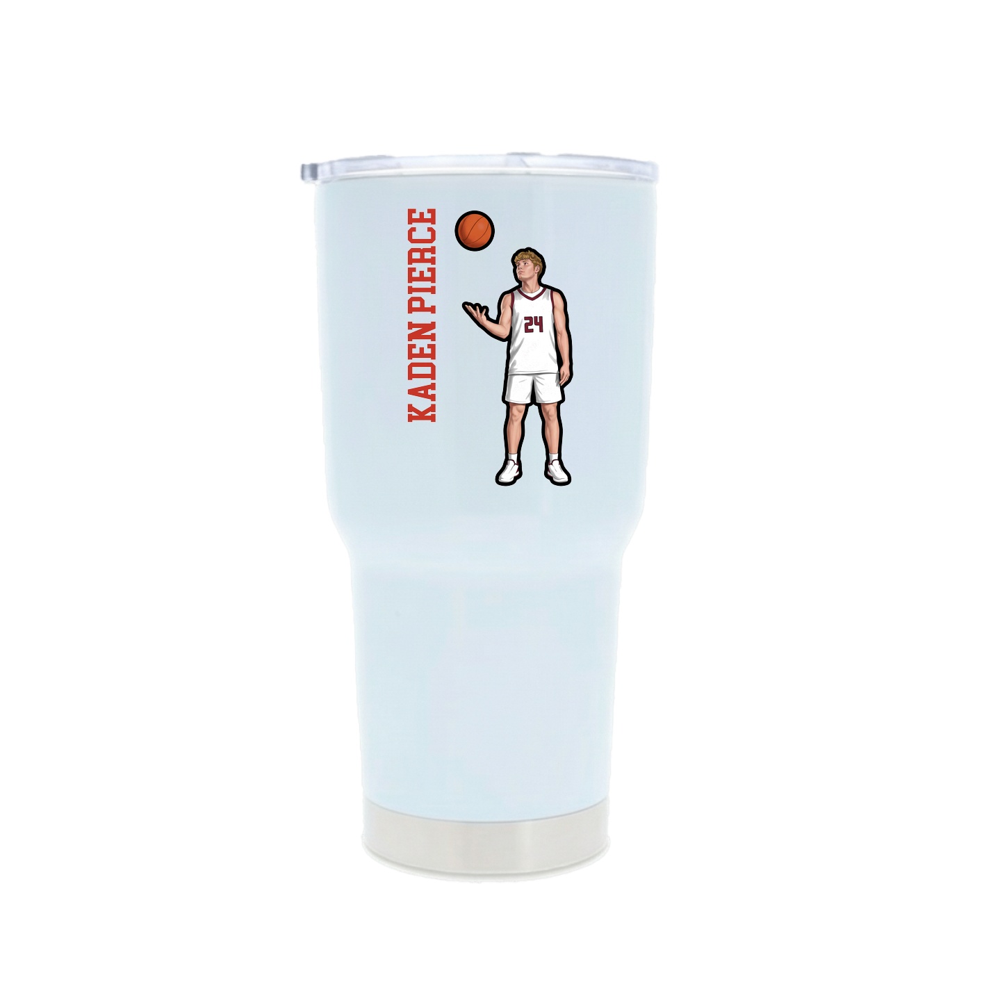 30oz Stainless Steel Tumbler — Name Vertical in White