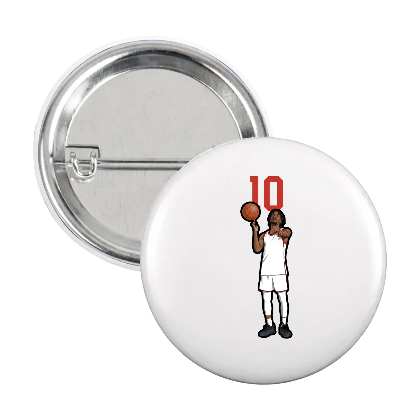 Game Day Button — Number Top in White