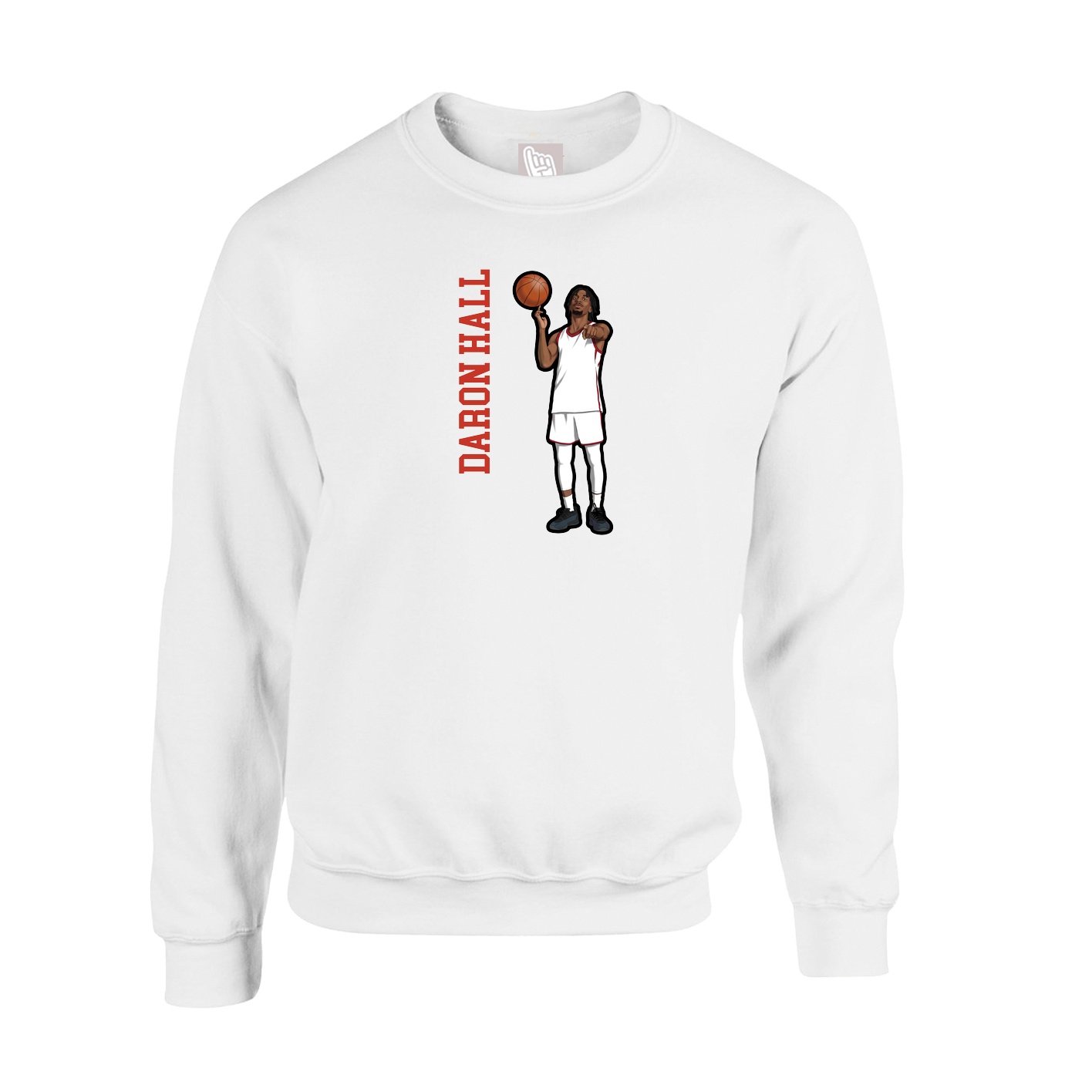 Fleece Crew — Name Vertical in White