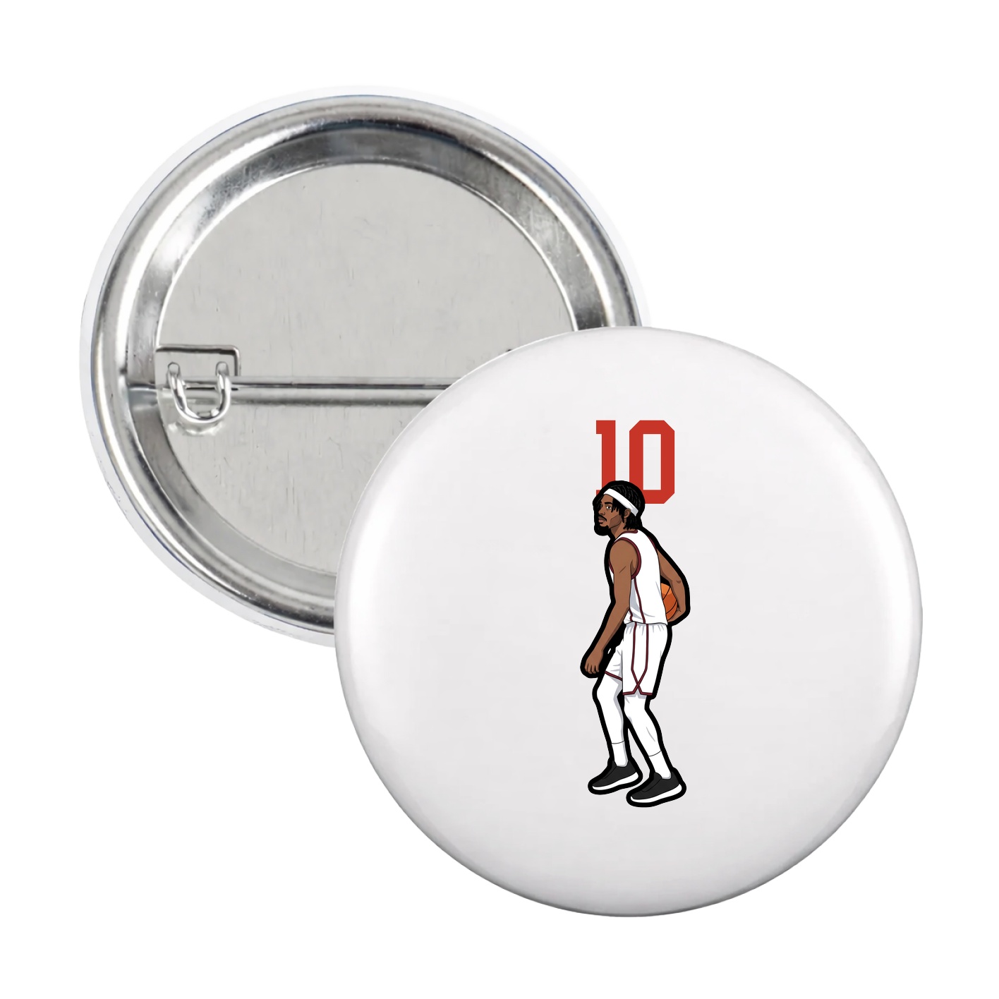 Game Day Button — Number Top in White
