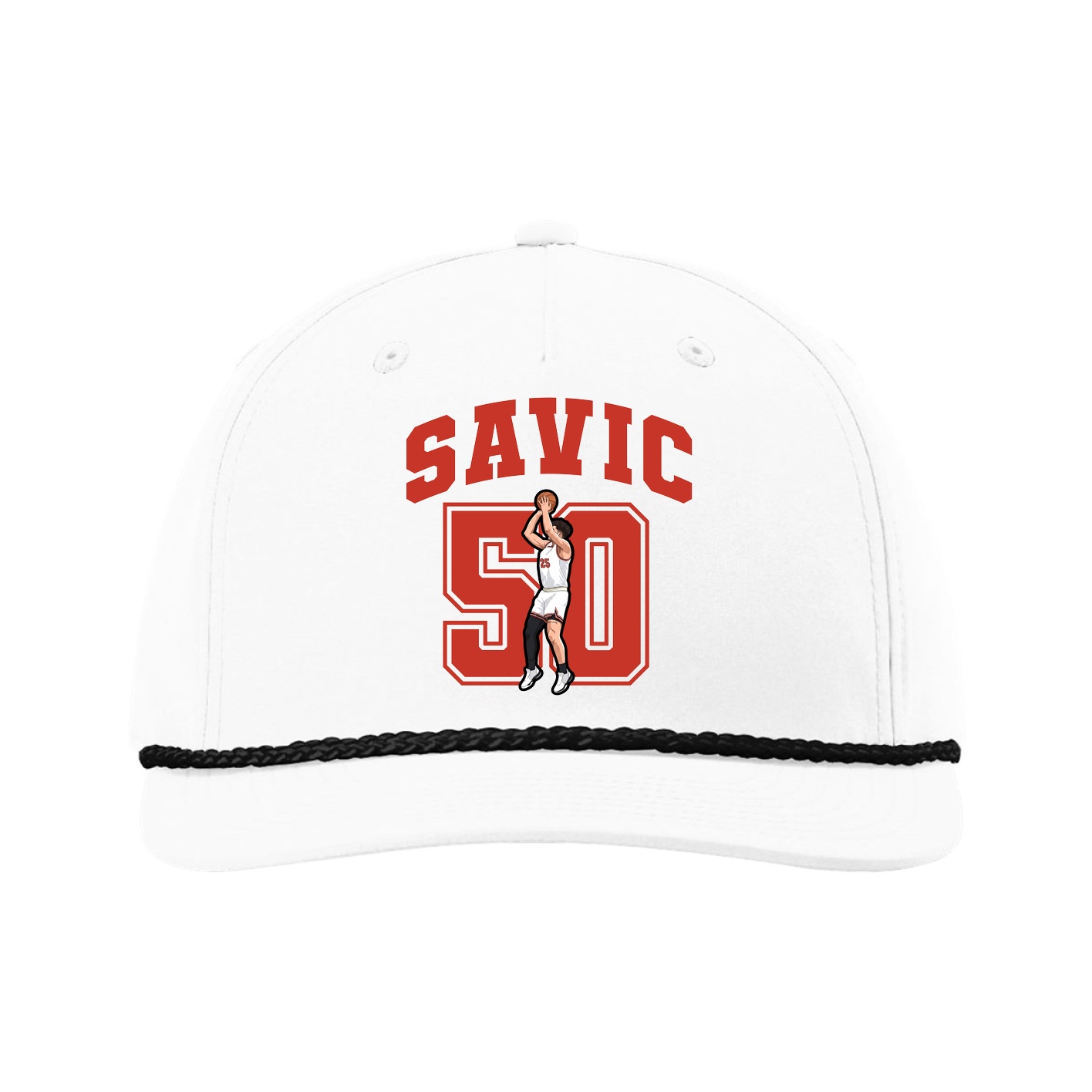Five-Panel Classic Rope Cap — Number in White