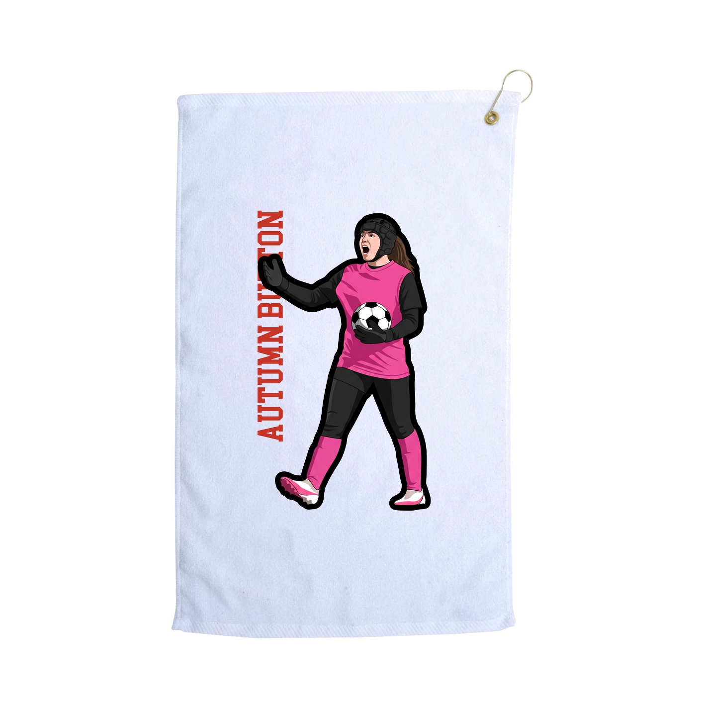Golf Towel — Name Vertical in White