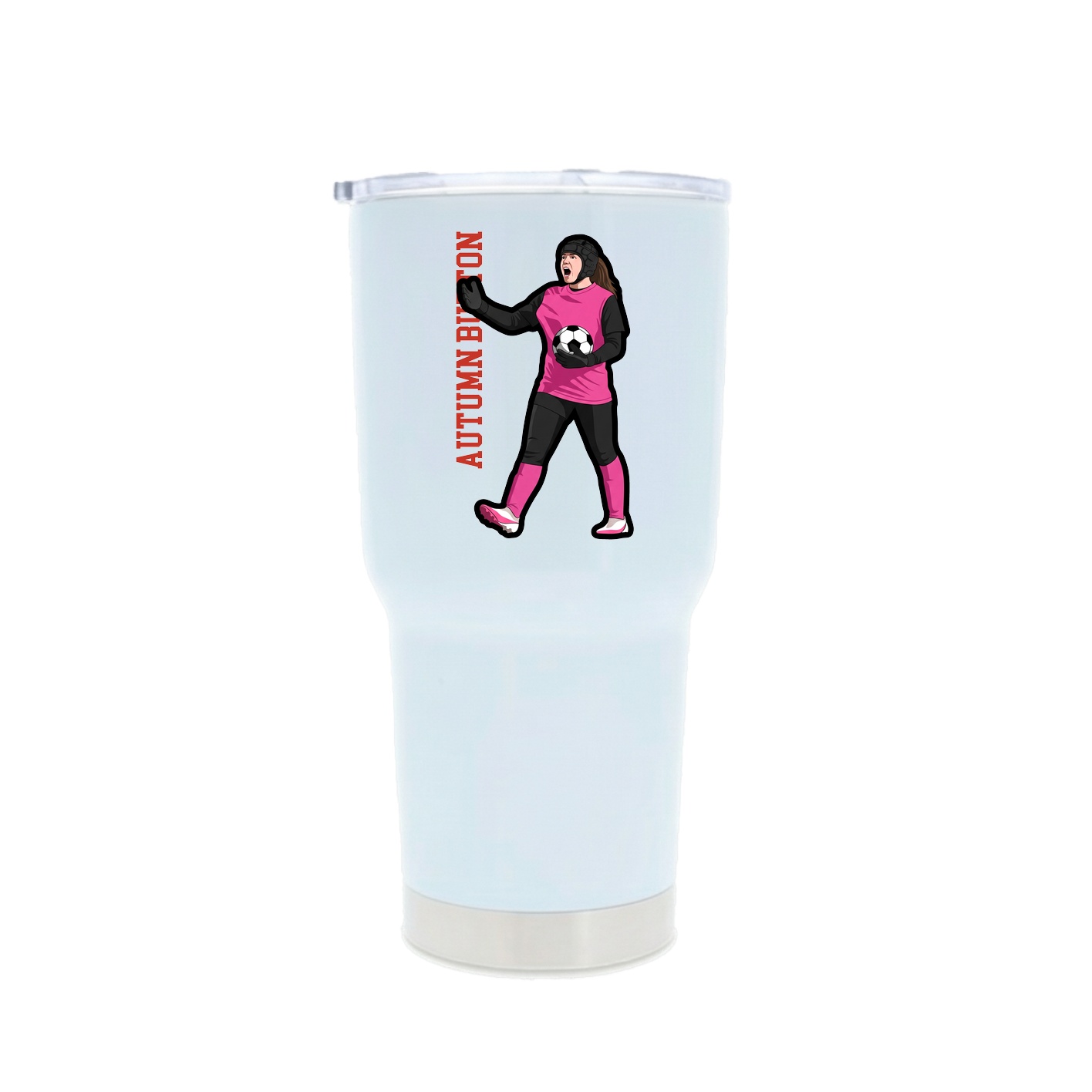 30oz Stainless Steel Tumbler — Name Vertical in White