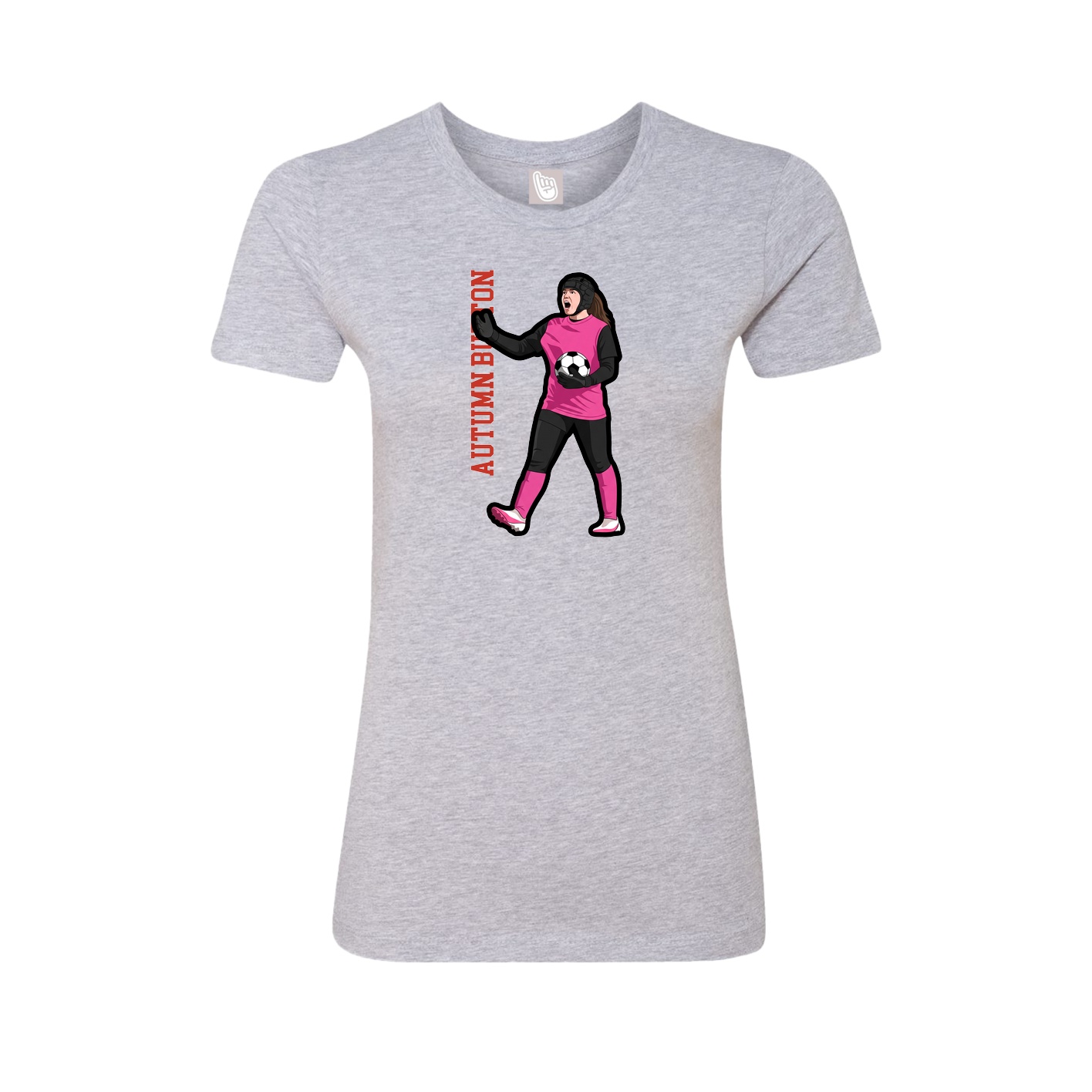 Fitted Women's Tee — Name Vertical in Grey
