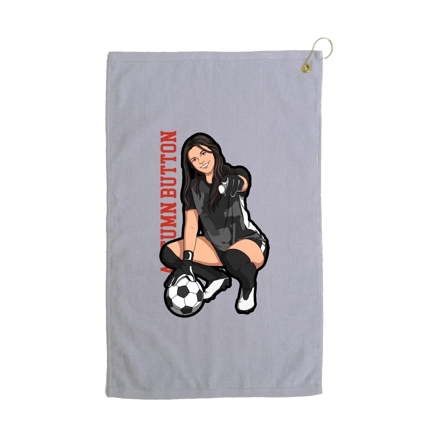Golf Towel — Name Vertical in Grey