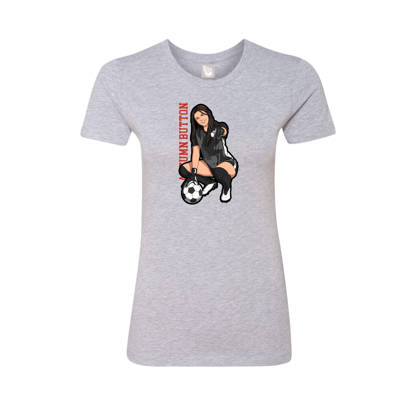 Fitted Women's Tee — Name Vertical in Grey