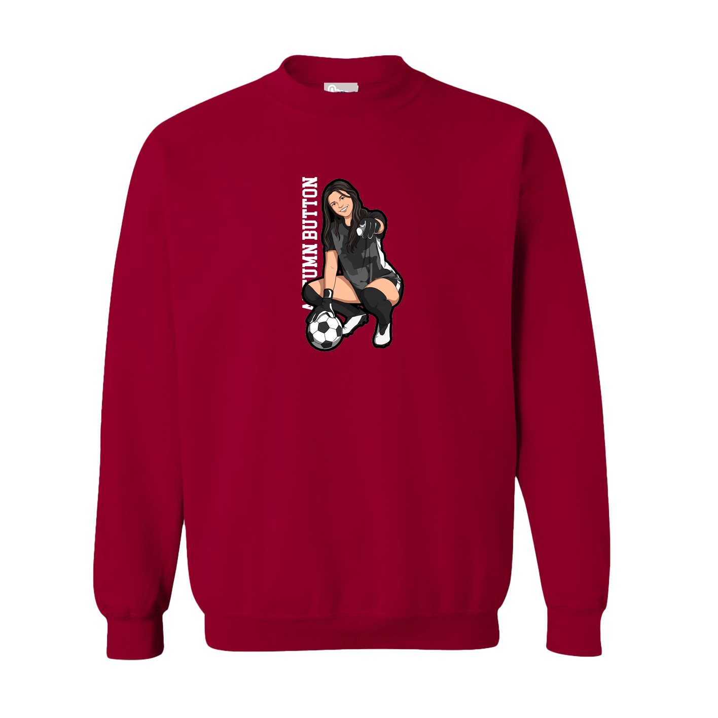 Fleece Crew — Name Vertical in Cardinal