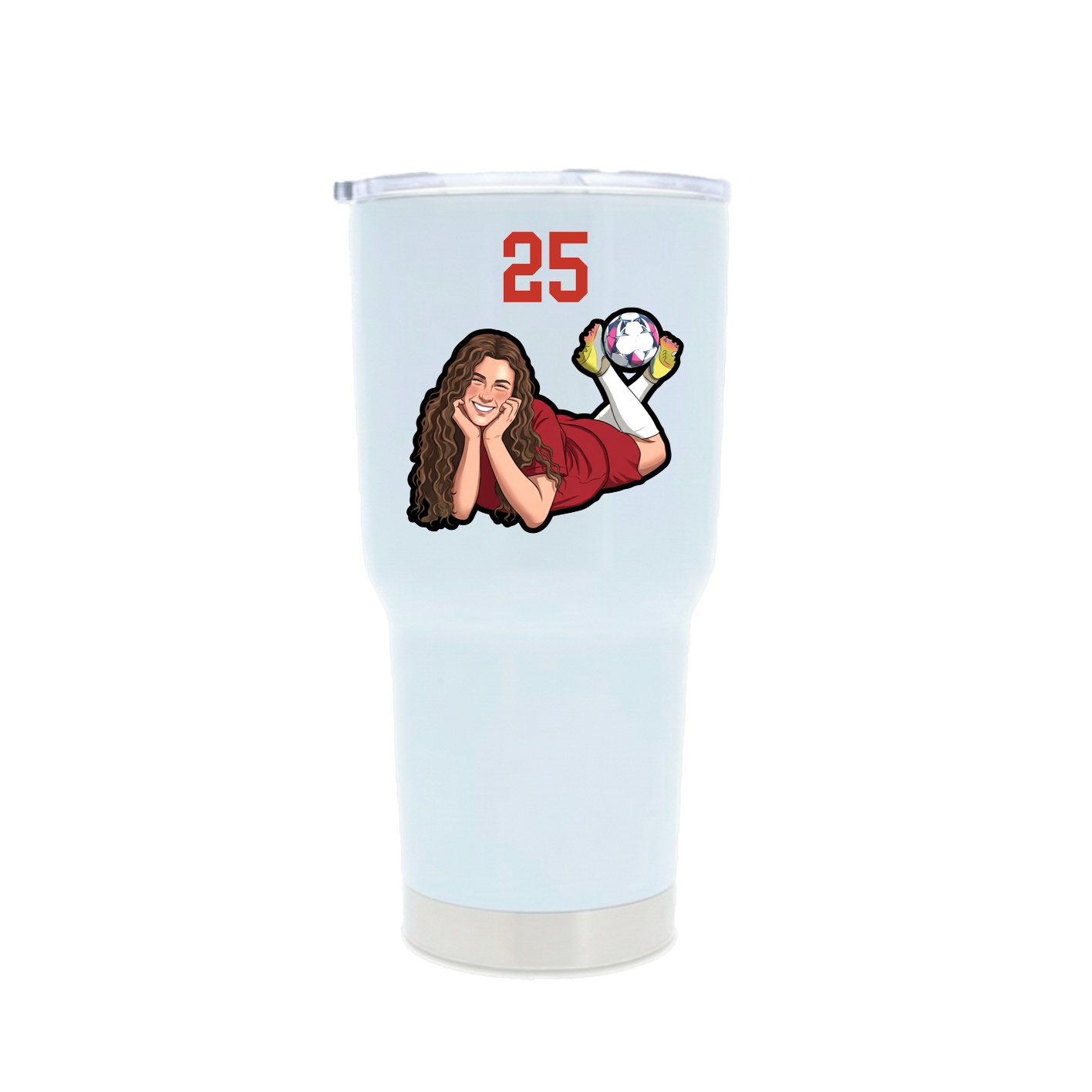 30oz Stainless Steel Tumbler — Number Top in White