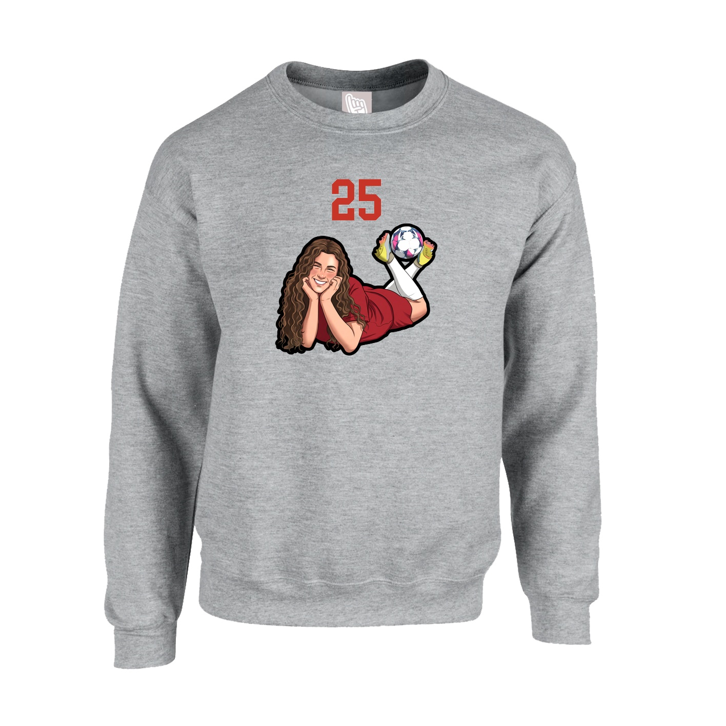 Fleece Crew — Number Top in Grey