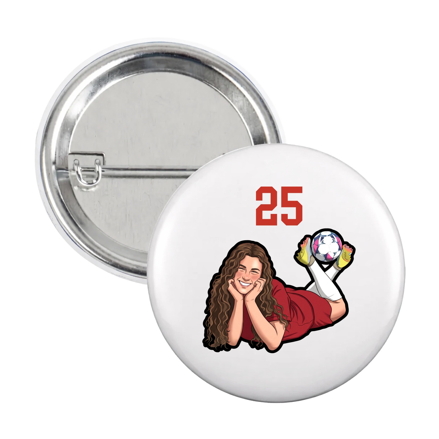 Game Day Button — Number Top in White