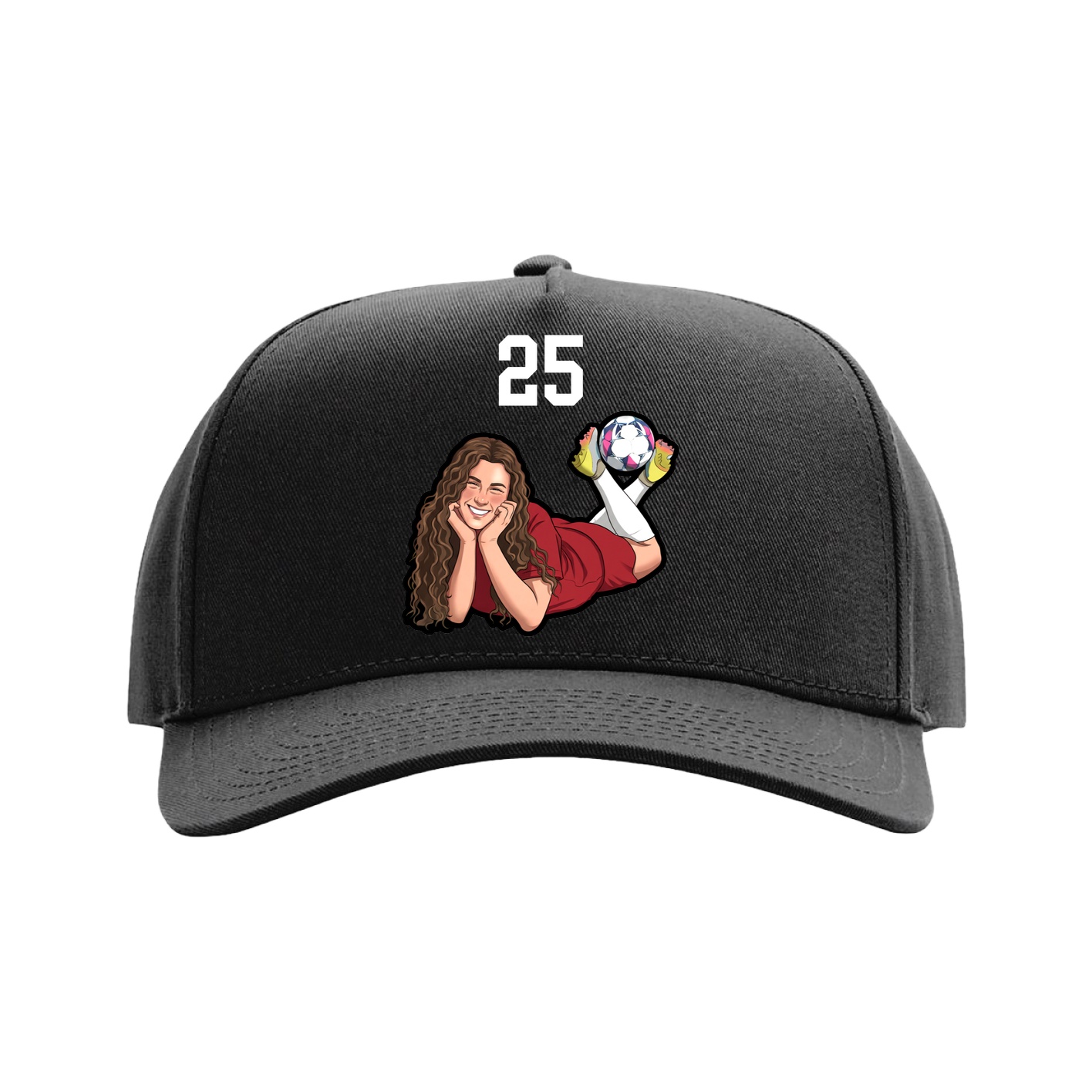 Full Fabric Five-Panel Champ Cap — Number Top in Black