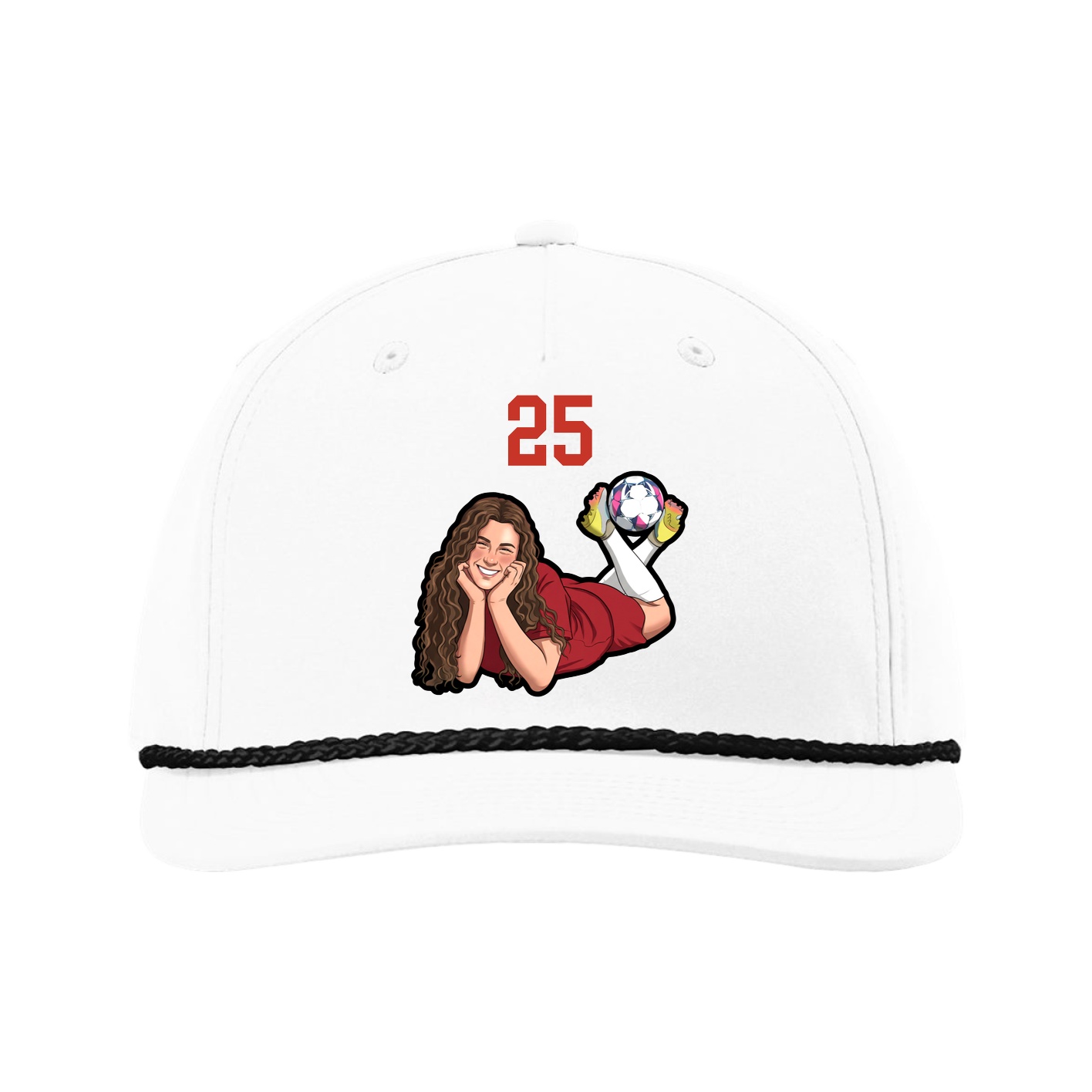 Five-Panel Classic Rope Cap — Number Top in White
