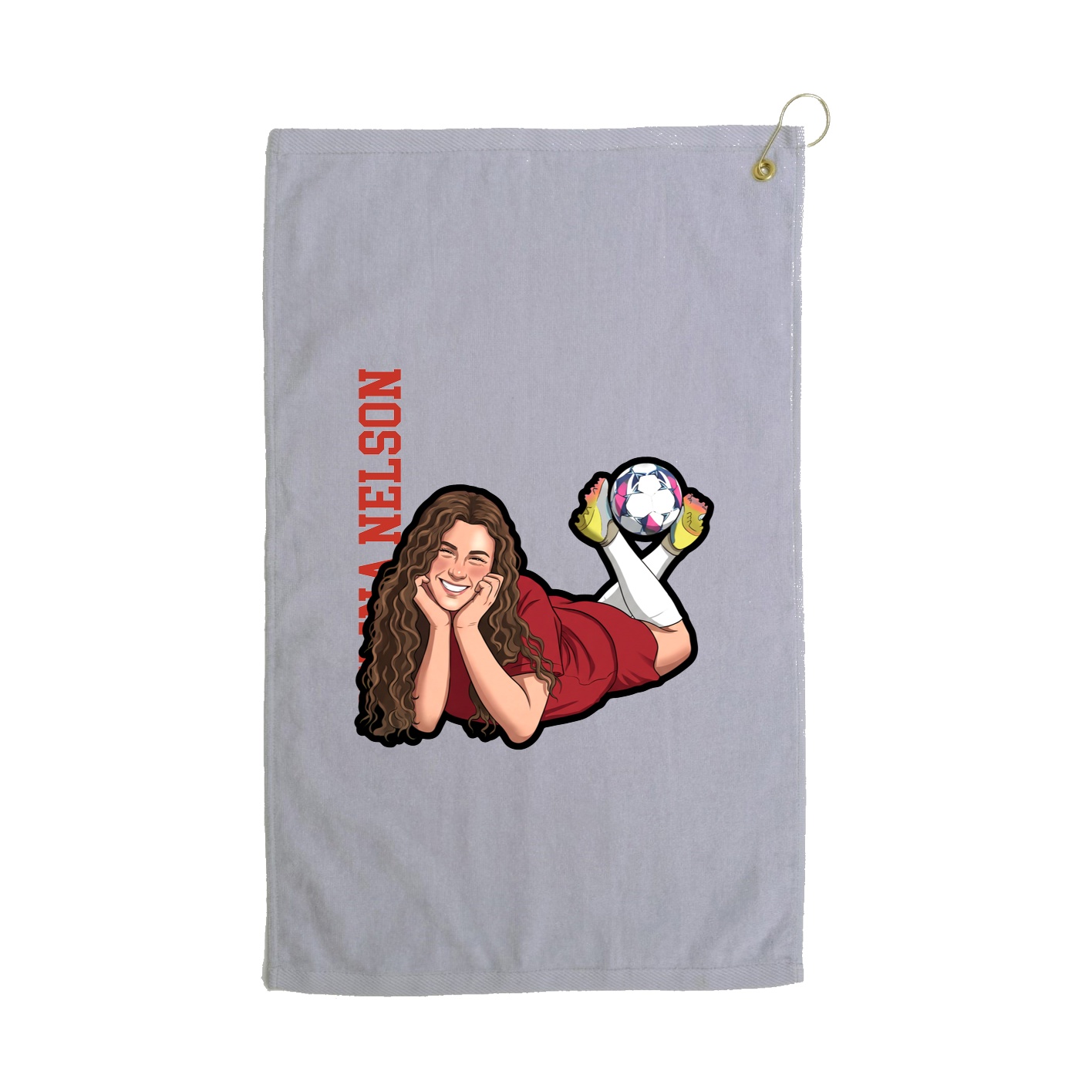Golf Towel — Name Vertical in Grey
